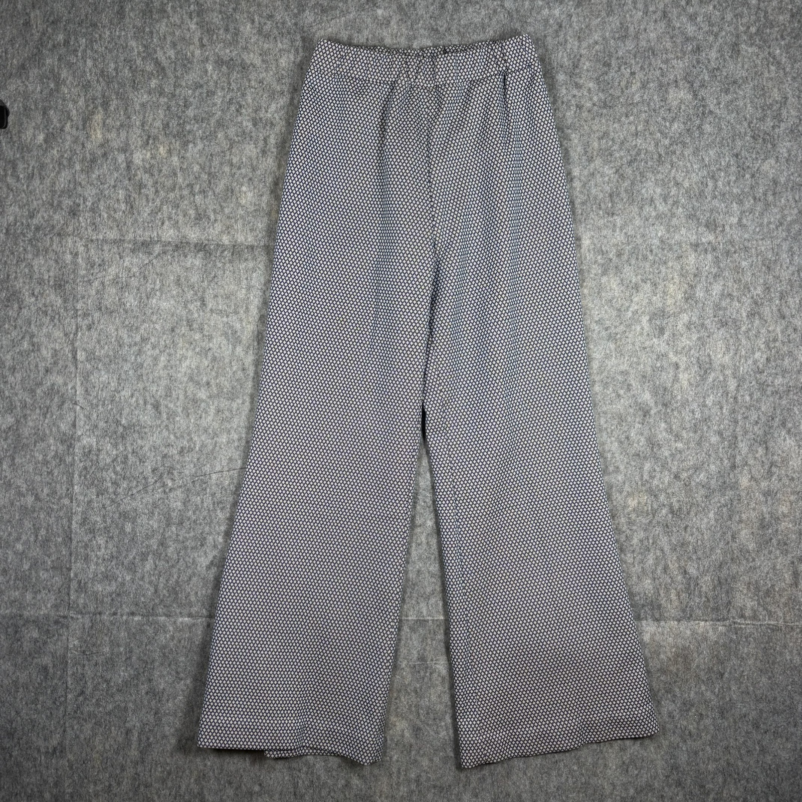 Vintage 1970s Polyester Flare Pants Women’s 28 x 28 Plaid Disco Stretch Blue