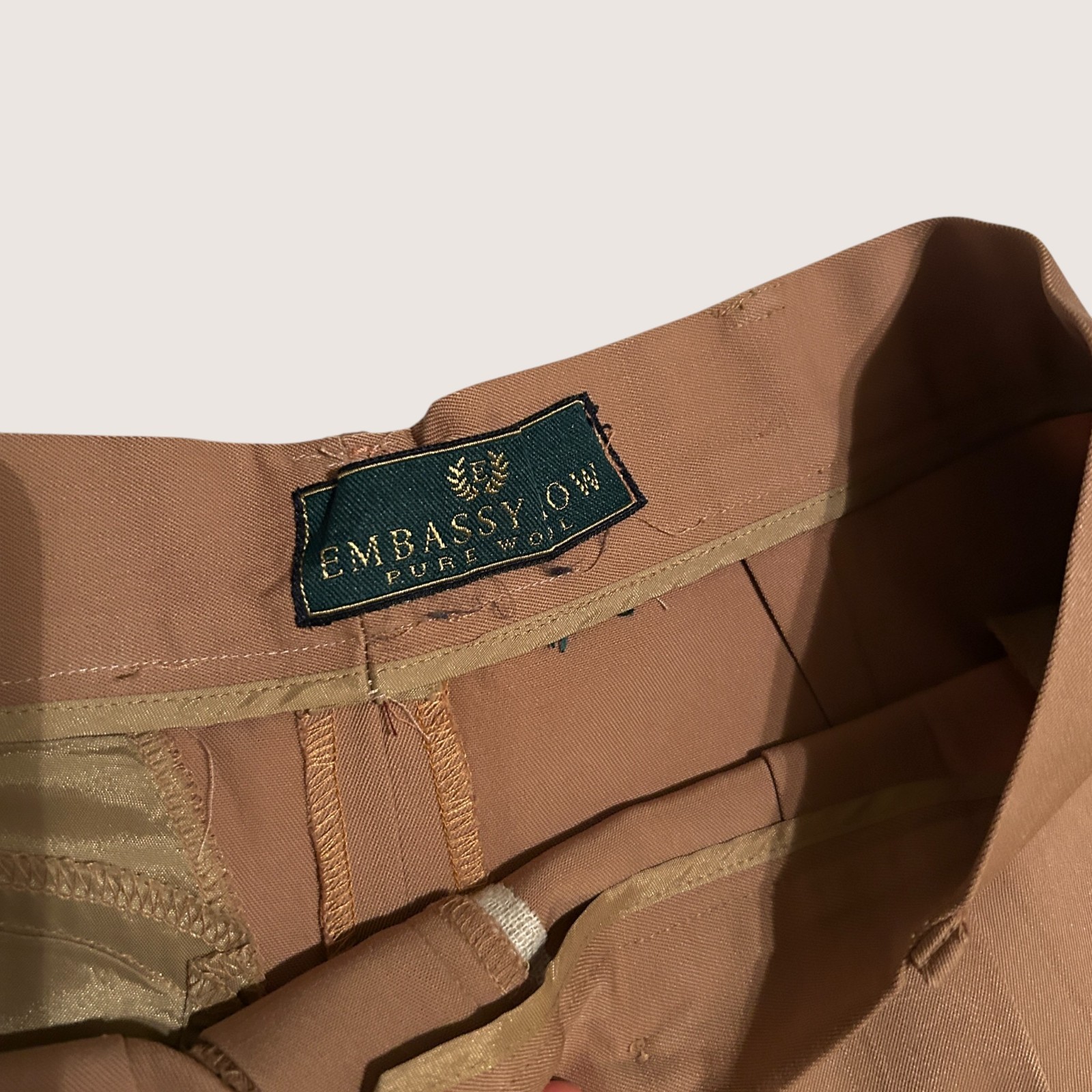 Embassy Row Camel Wool Dress Pants Women’s Vintage Tailored Slacks