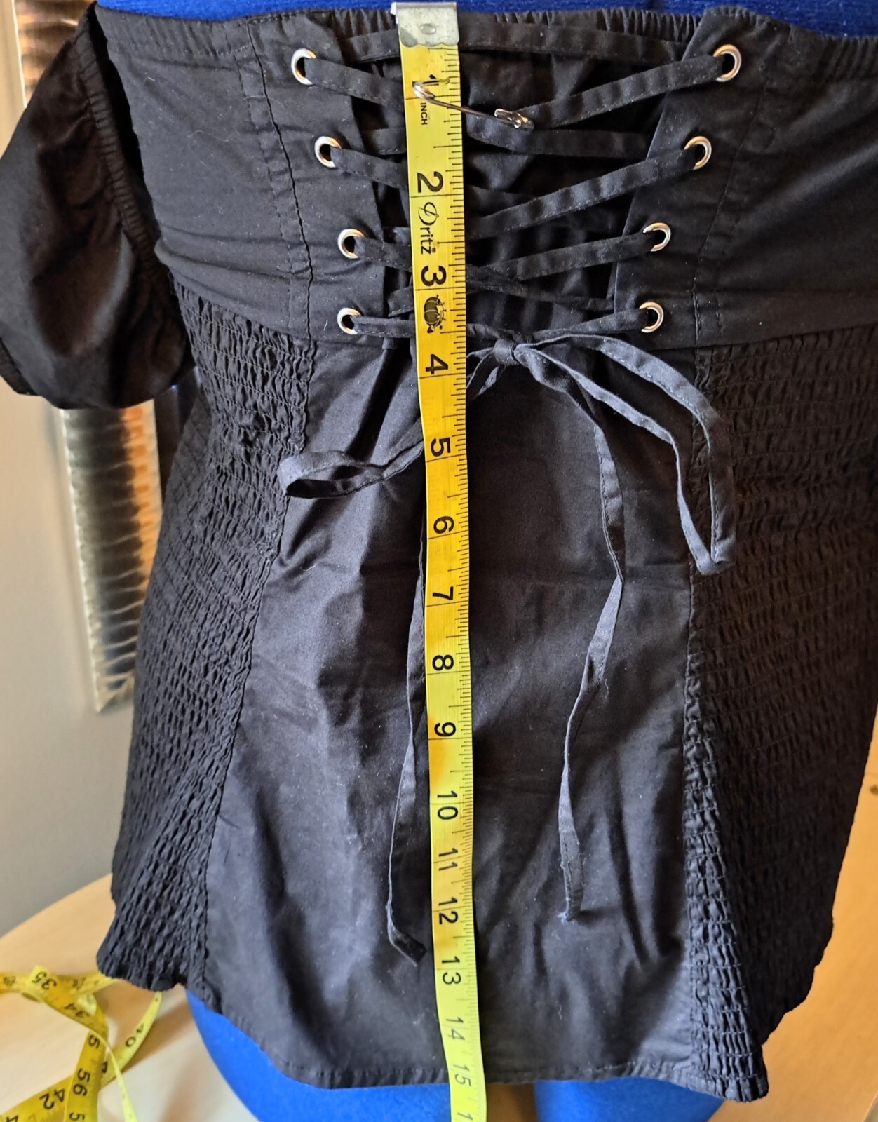VTG GUESS WOMEN’S Black XL Structured Off the Shoulder Top COTTON BLEND