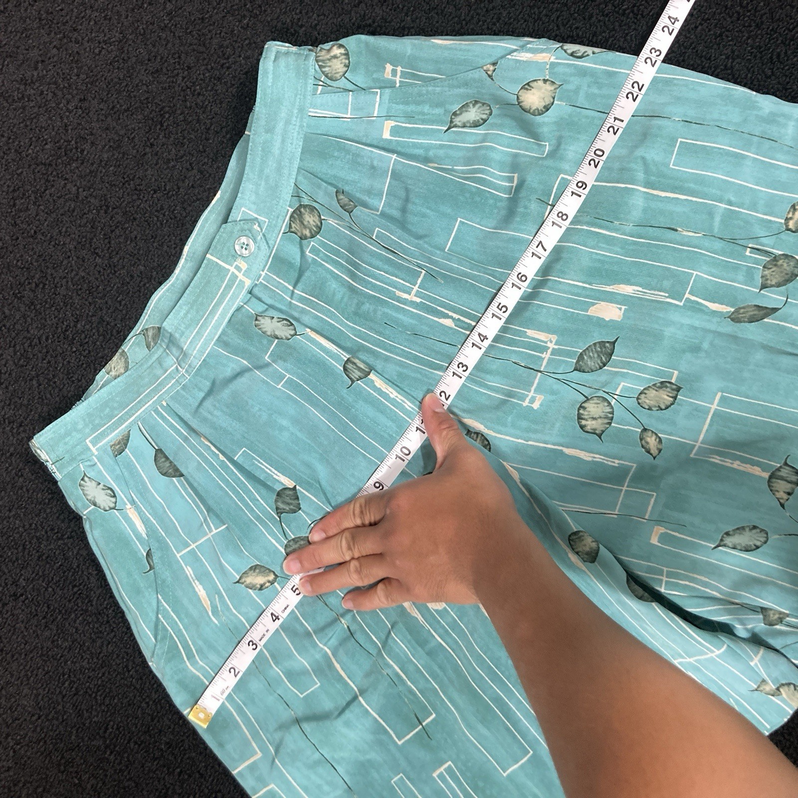 Shorts Tropical womens vtg Lily’s of Beverly Hills 14 Teal Green Leaf AOP lilys