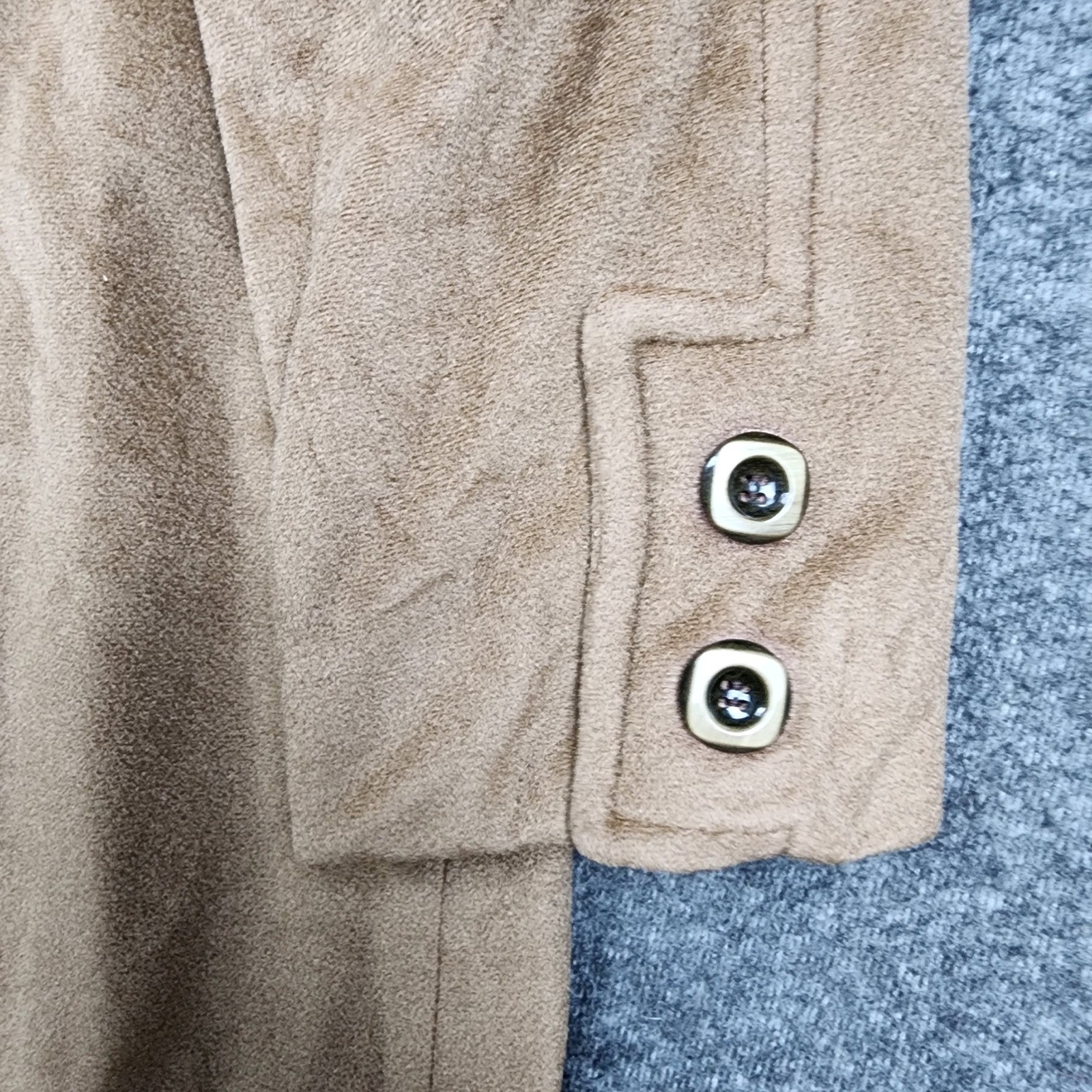 Cordana Wellington Long Coat Womens L Tan Vintage USA Union Made Faux Suede