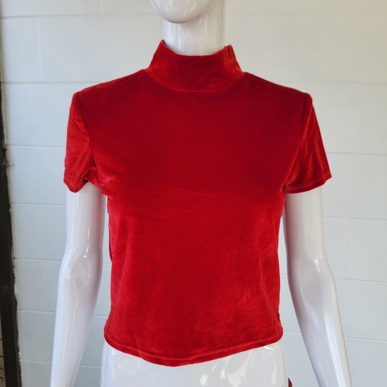 Vintage 1970’s You Babes Red Velvet Top Women’s Size M Made in USA
