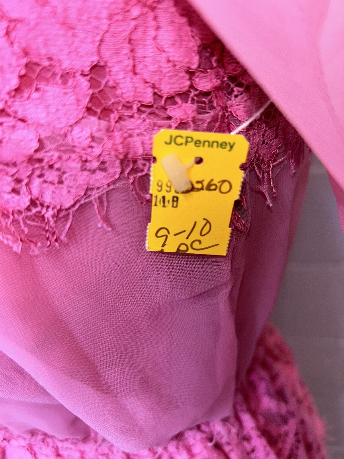 VTG Jc Penney Penny Pink 2 Piece Formal Raw Lace Dress Barbie NWT 80s 9/10 C1