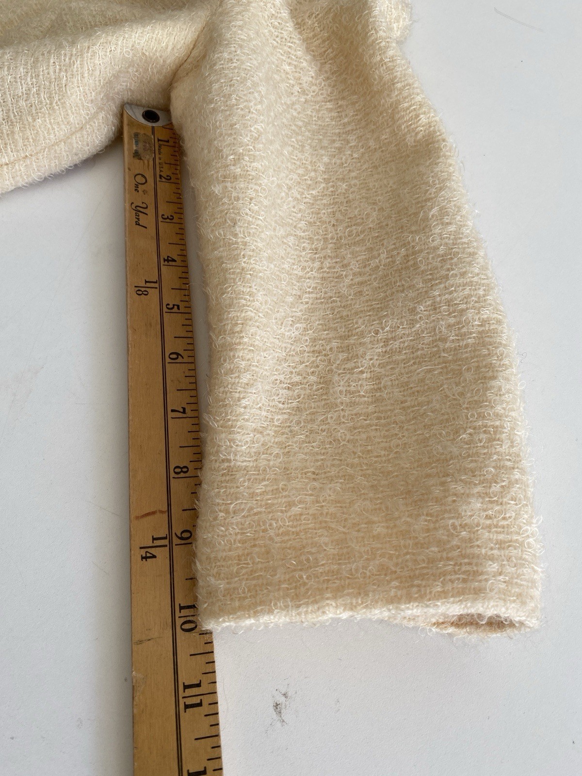 Vintage 50s Handmade S M Boucle Dress Fit Flare New Look Winter White