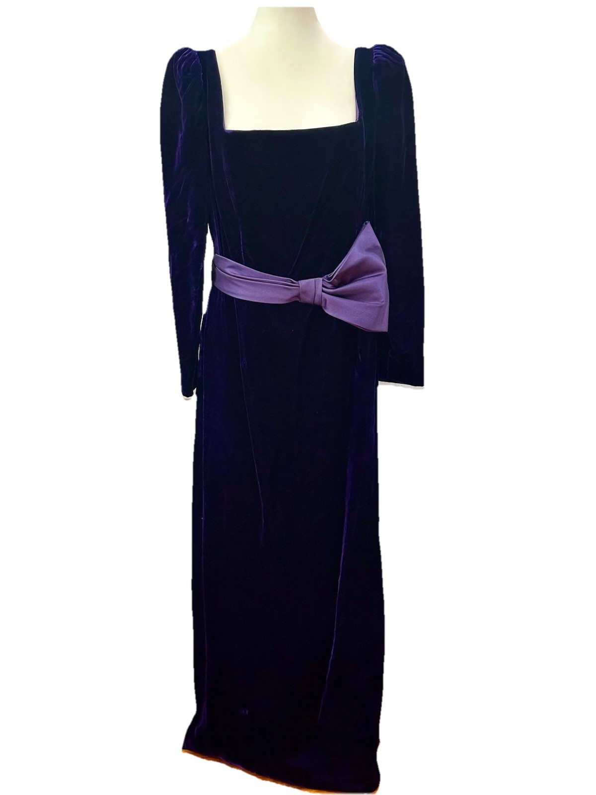 Vintage Lee Jordan Purple Velvet Formal Dress Size 12 Made In USA