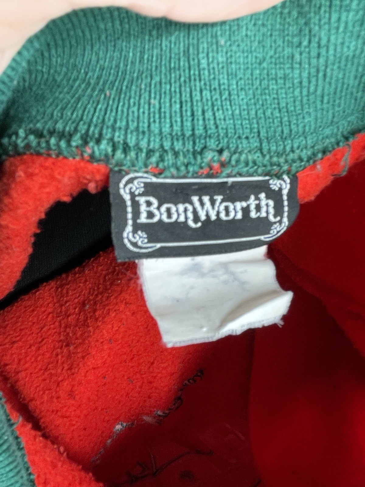 Bon-Worth Collared Christmas Sweater Bear Tree Red Green M Granny geek