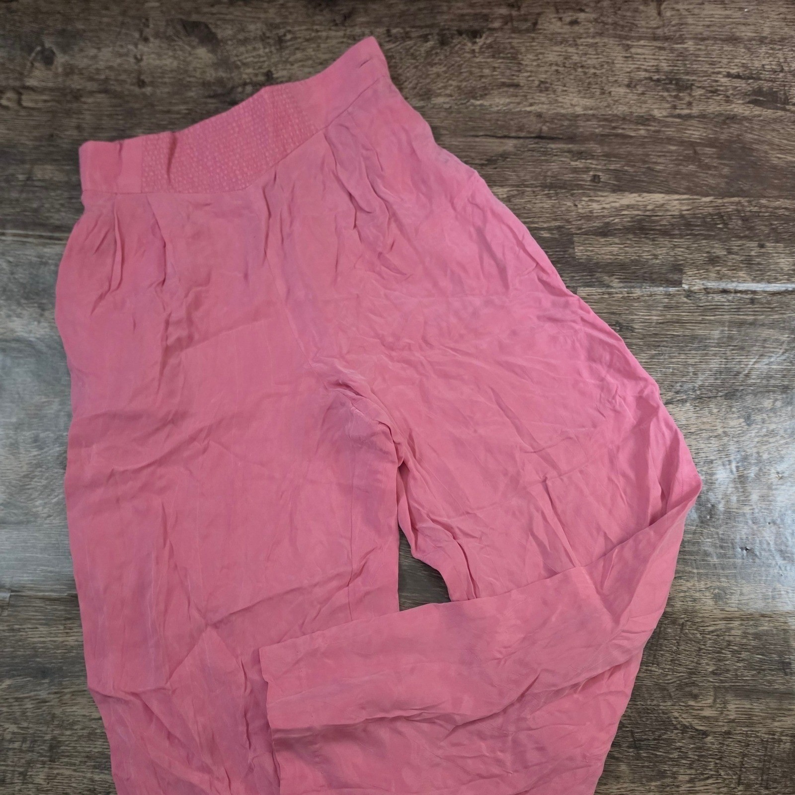JO HARDIN Tapered Pants 25 small Pink Vintage High Waisted Smocked Elastic Waist