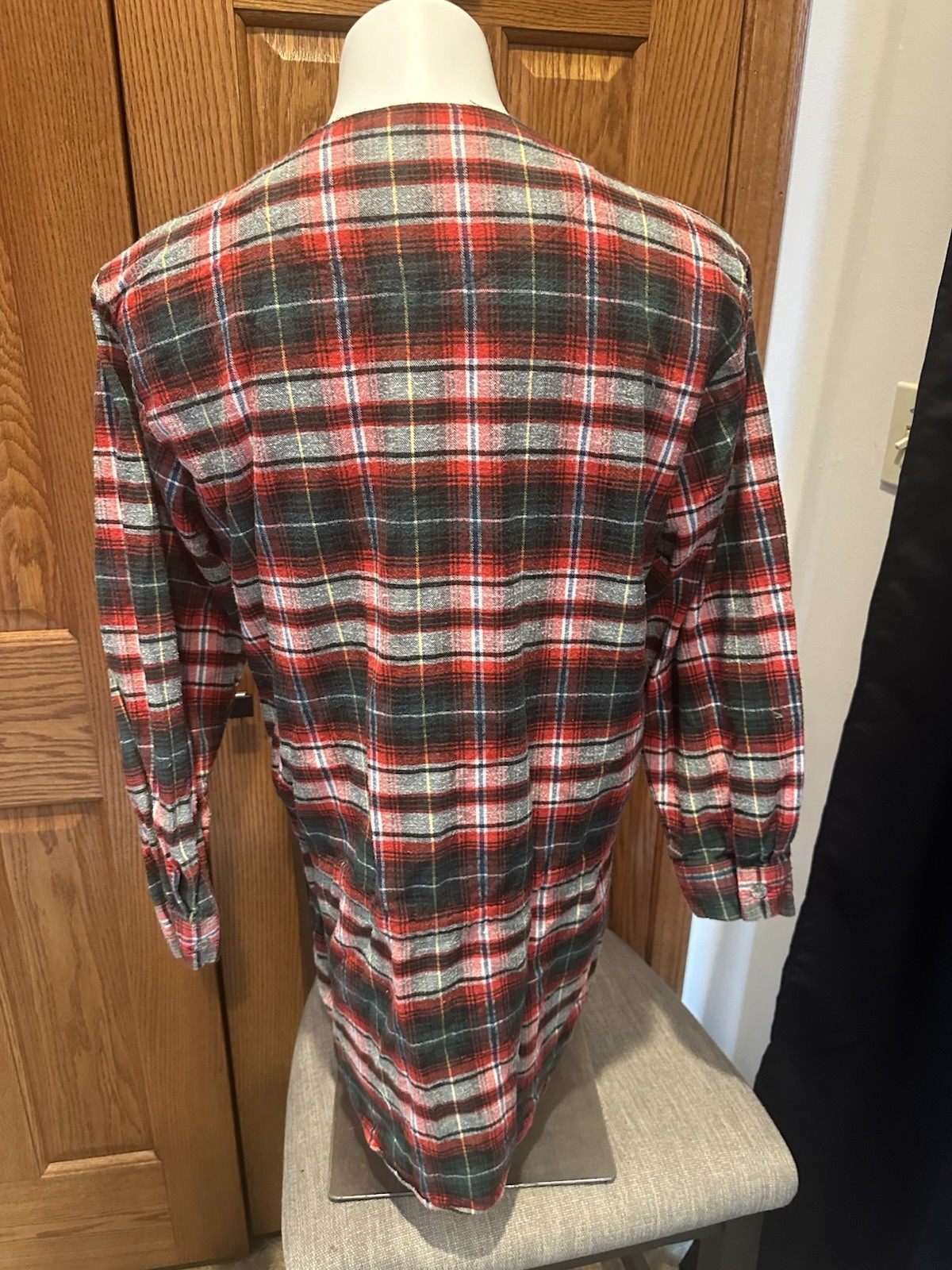 Vintage Esleep Pajams M Plaid Flannel Night Shirt 90’s Sleepwear Christmas PJ’s