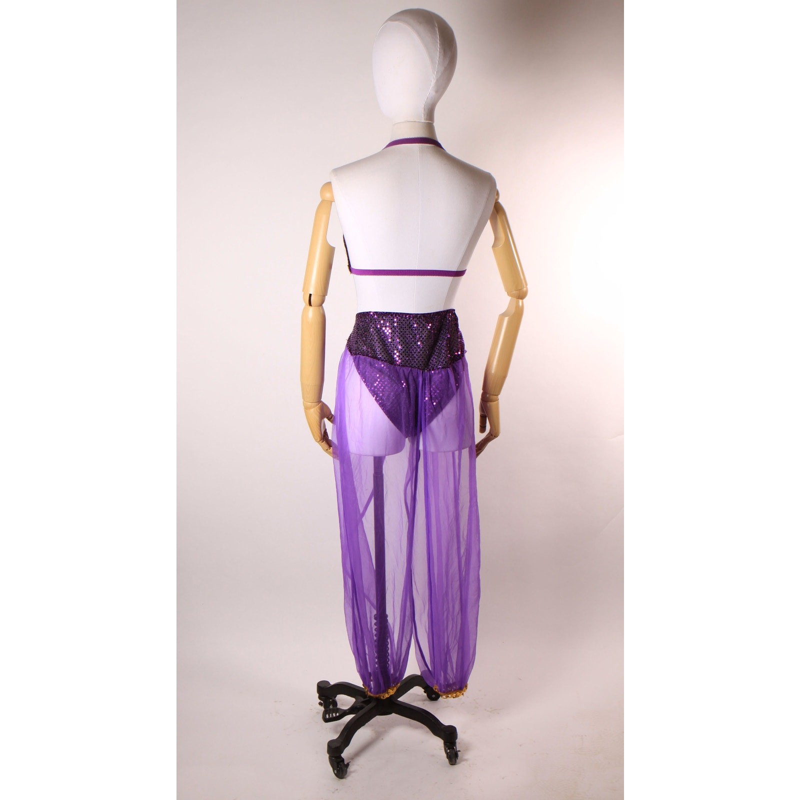 1980s 1990s Purple Gold Bikini Top & Pants Genie Belly Dancer Lingerie Costume