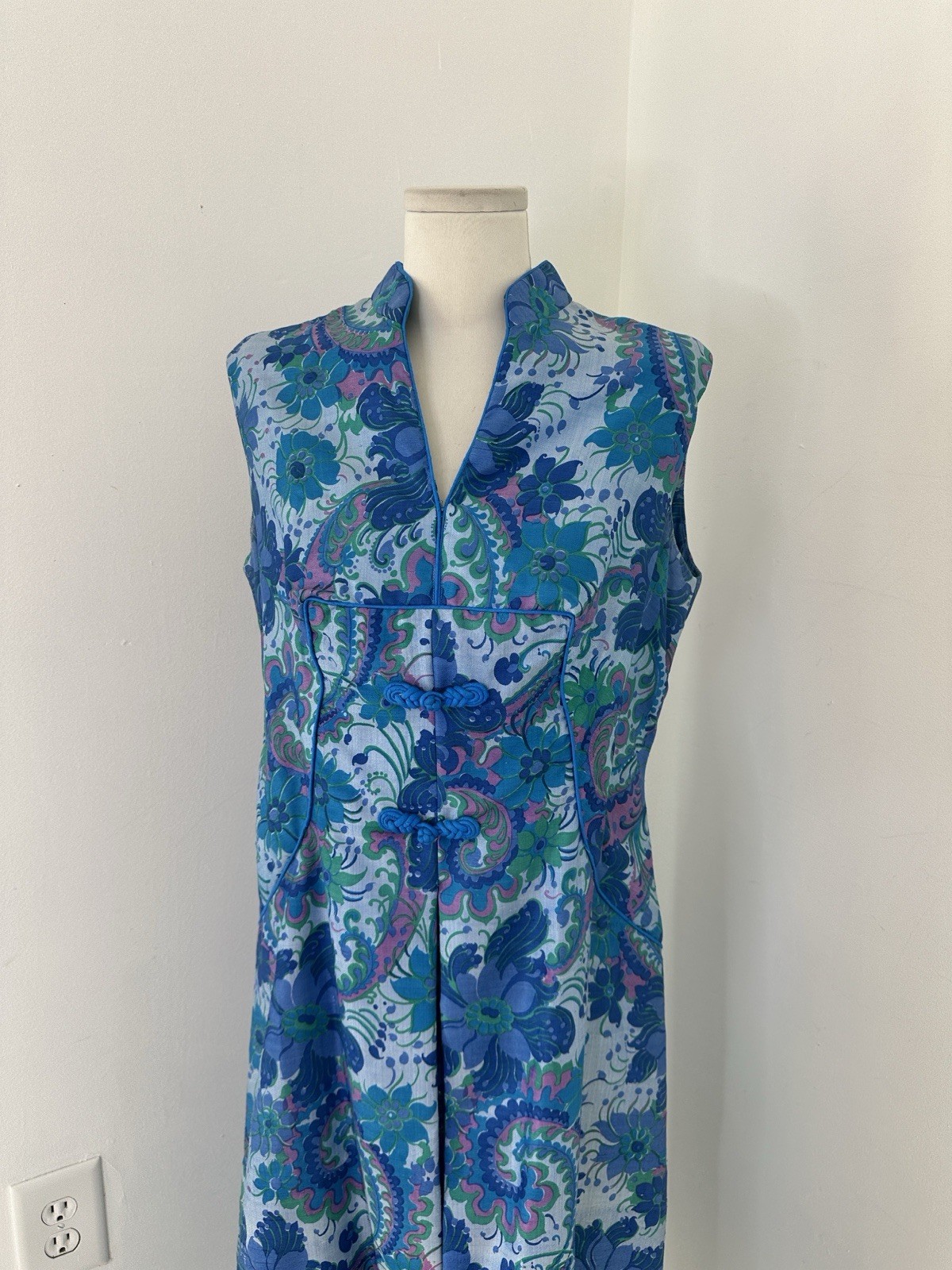 Vintage Flower Power Asian Inspired MIDI Day Dress