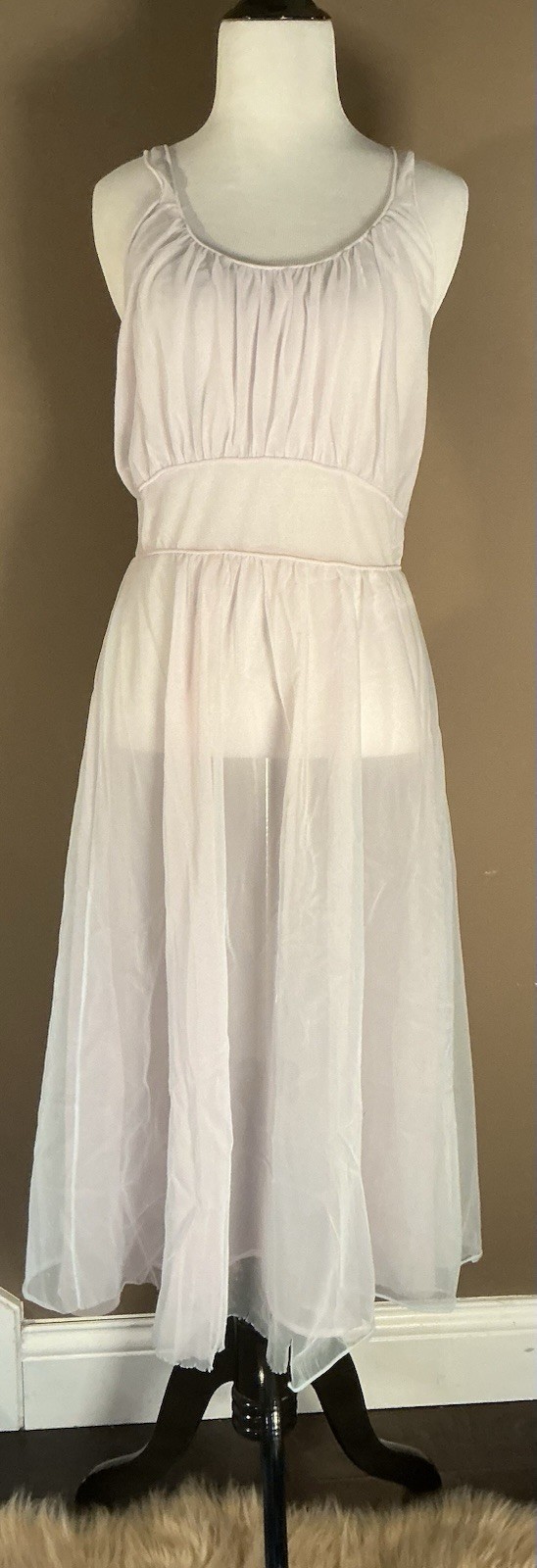 Vintage 60s Pink and Blue Sheer Peignoir Lingerie Robe Gown Set Sz 32