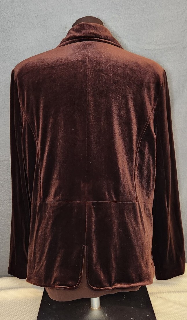 Cj Banks Vtg Y2K Brown Dressy Velveteen Jacket Shoulder Pads & Pockets Size X