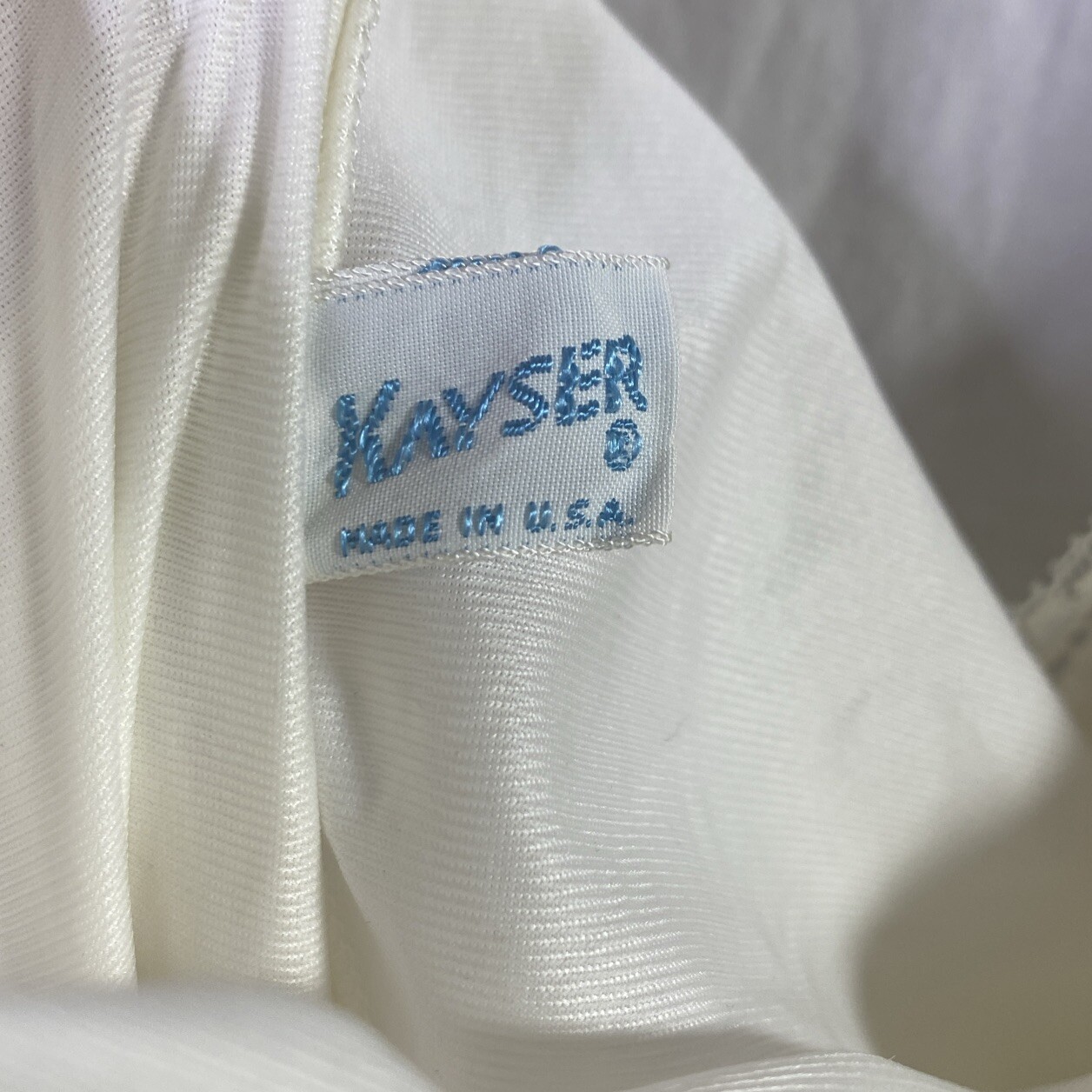 Kayser Vintage Ivory Full Slip 36 Long Lace Edge Nylon Adjustable Straps USA