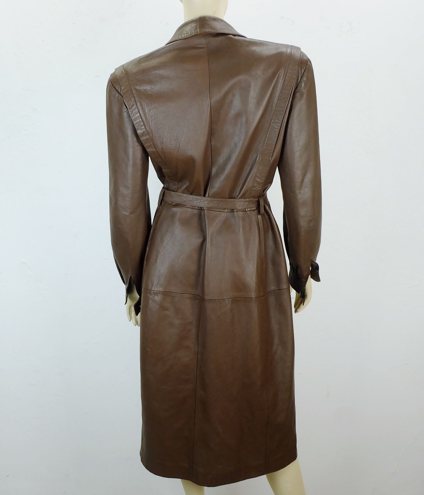 vintage leather coat coat size 38 chocolate brown leather 80s womens coat