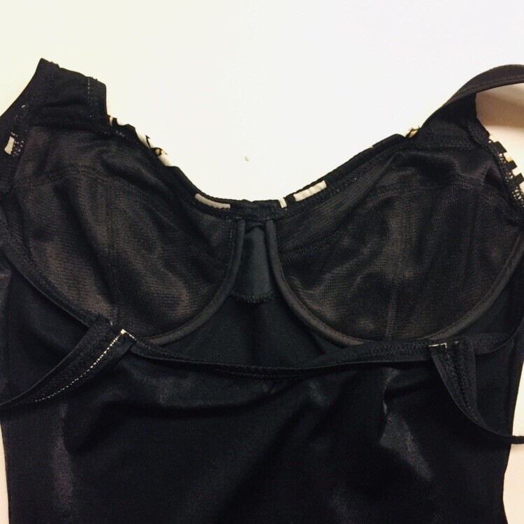Christina Black White Gold Balconette One Piece Swimsuit Vintage 1980s Size 14