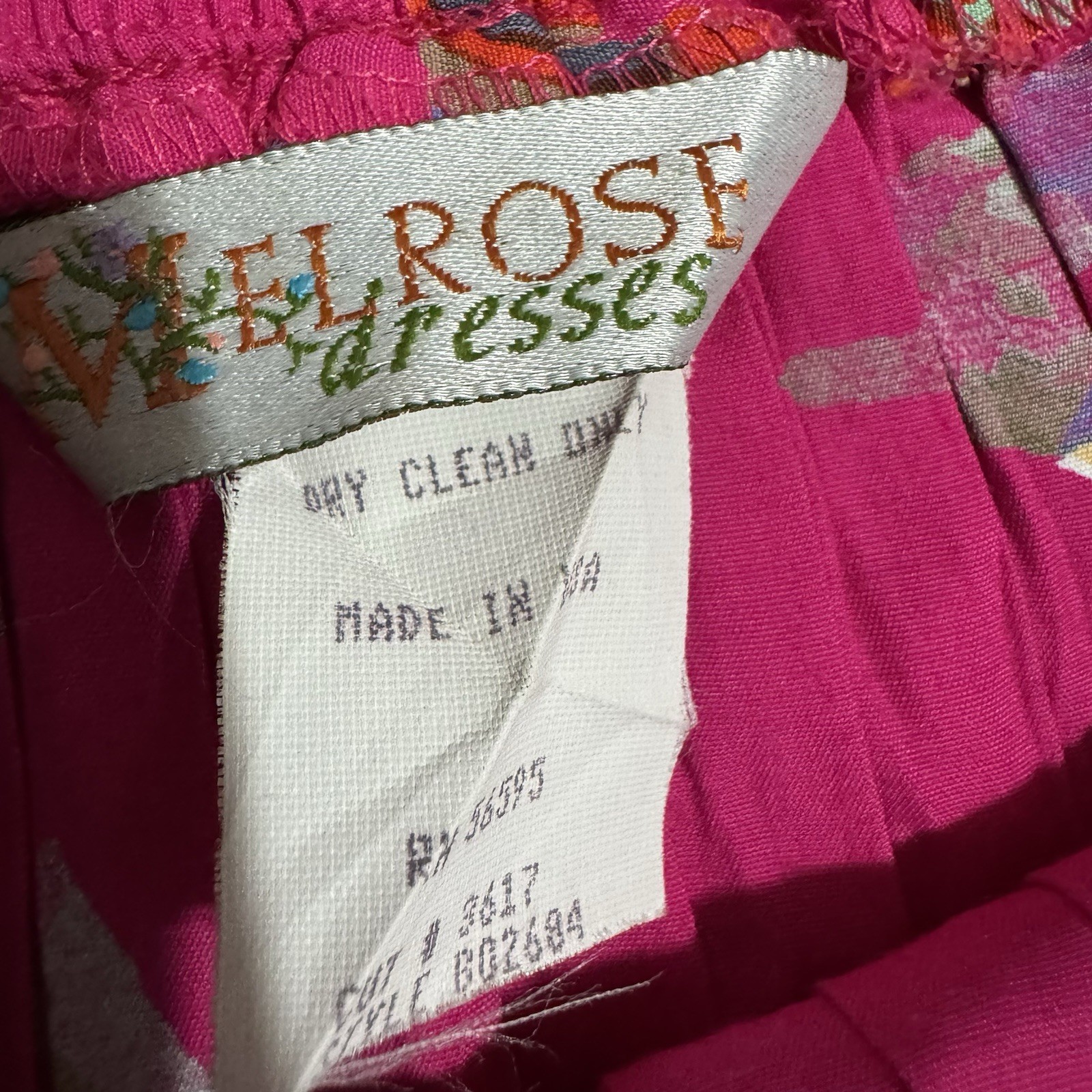 Vintage Melrose Dresses Pink Tribal Print Knee Length Pleated Skirt Size S