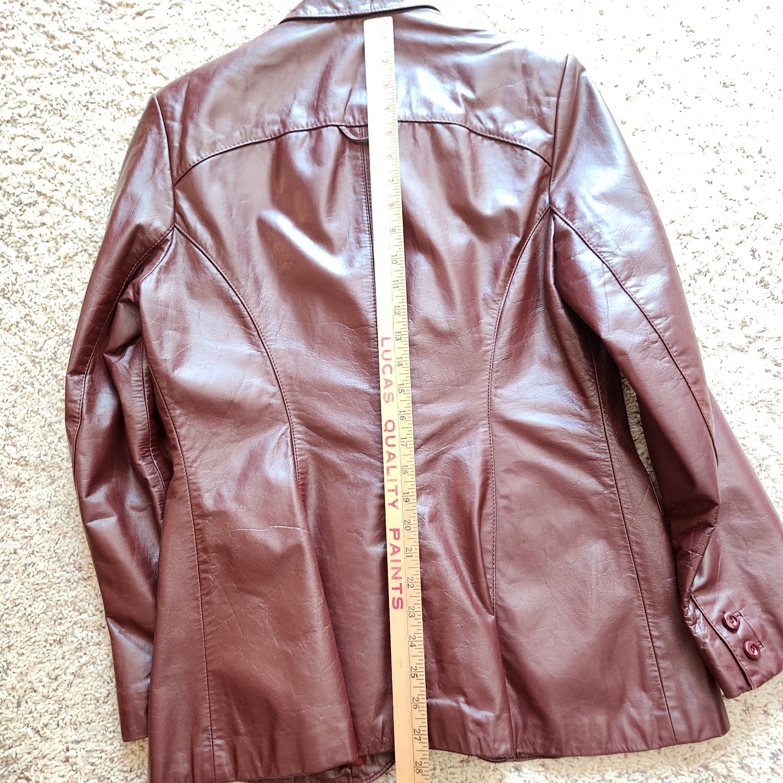 Vintage Etienne Aigner Burgundy Oxblood Genuine Leather Jacket Blazer Size 16