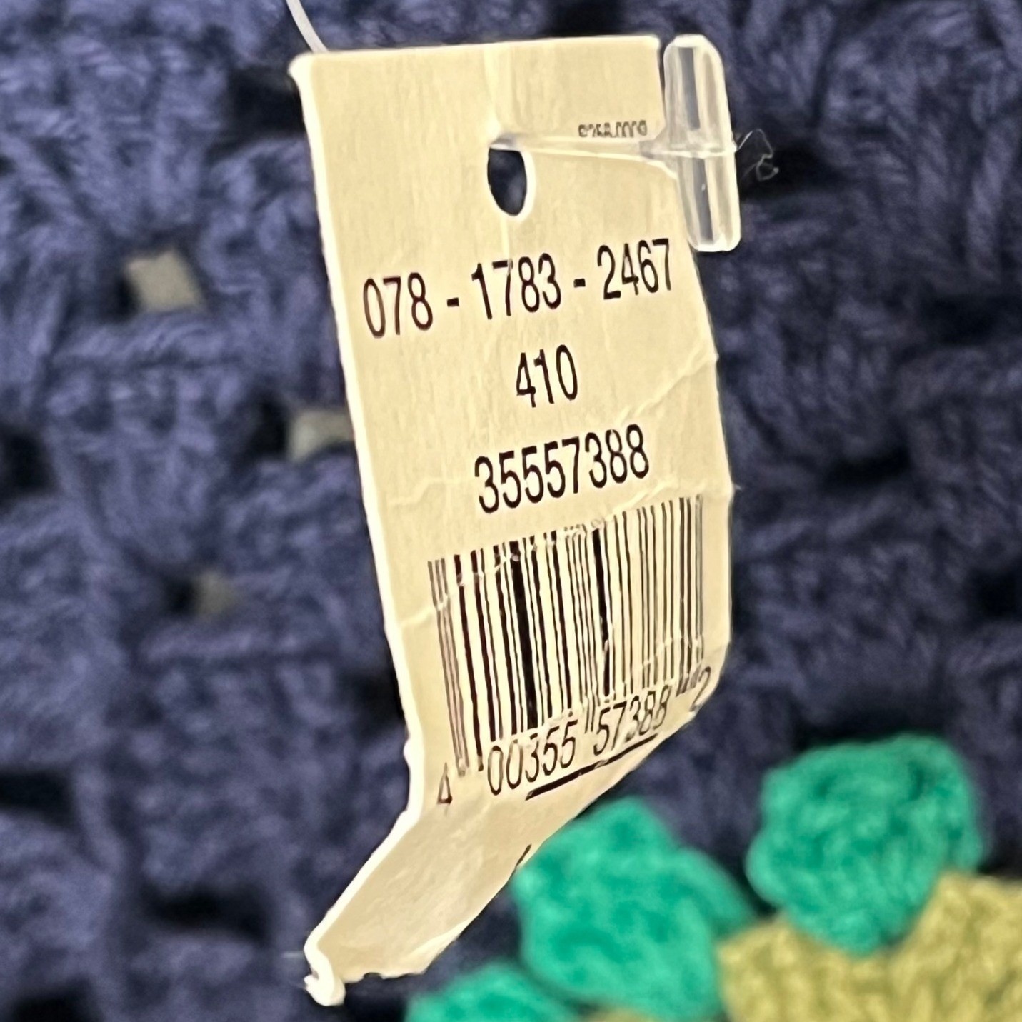 Aerie Crochet Granny Square Crop Top Navy Blue Balloon Sleeve Small Boho NWT