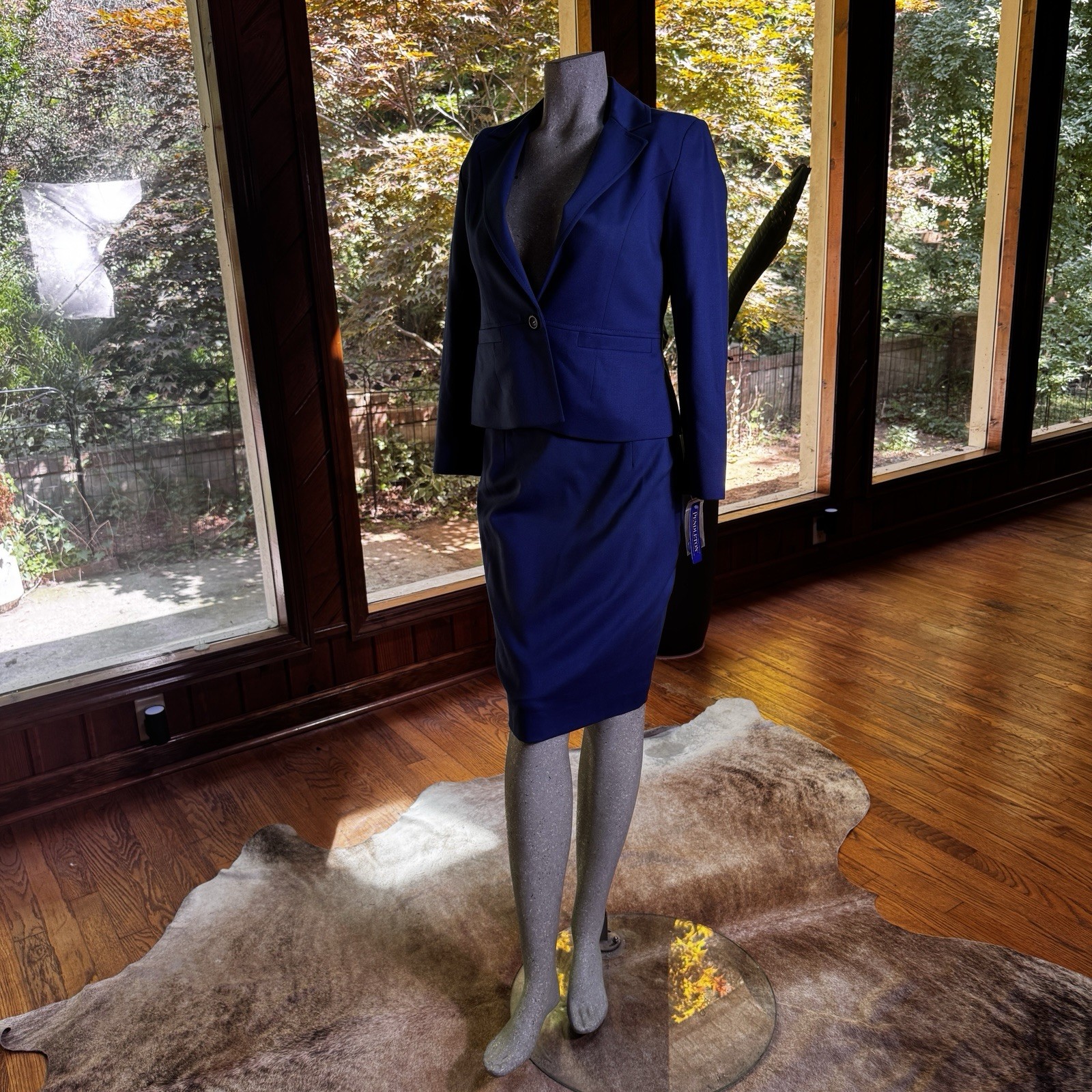 Vintage Pendleton Womens Navy Virgin Wool Skirt Suit Set Size 8 Academia NWT