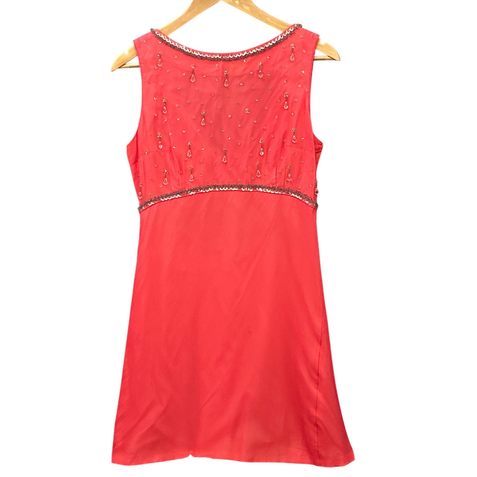 60s Vintage Coral Pink Mini Dress Mod Beaded Regencycore Glam Evening Shimmer