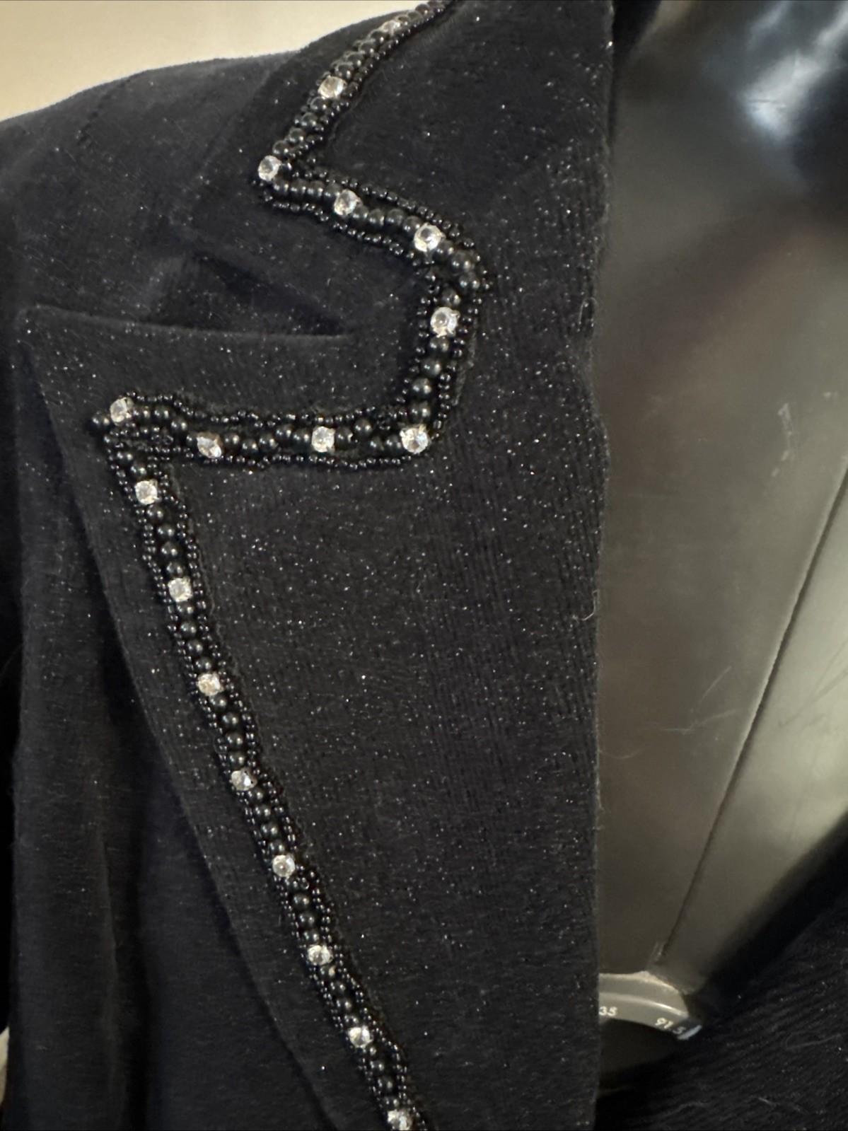 VTG Bisou Bisou Western Black Glittery Jacket Blazer Embellished Back Cut Out L