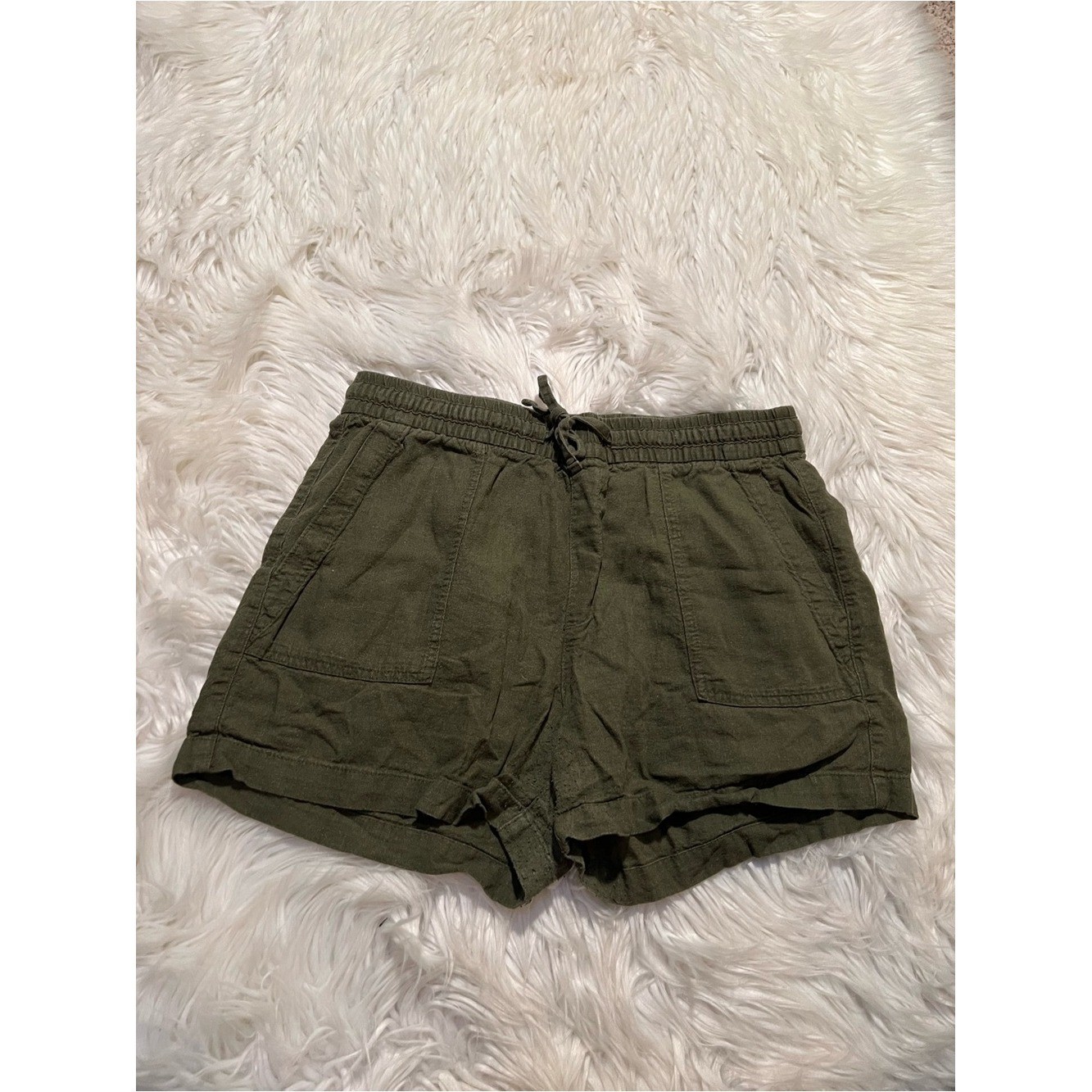 Old Navy Women’s Size Medium High Rise Linen Short Hunter Pines Green Utility