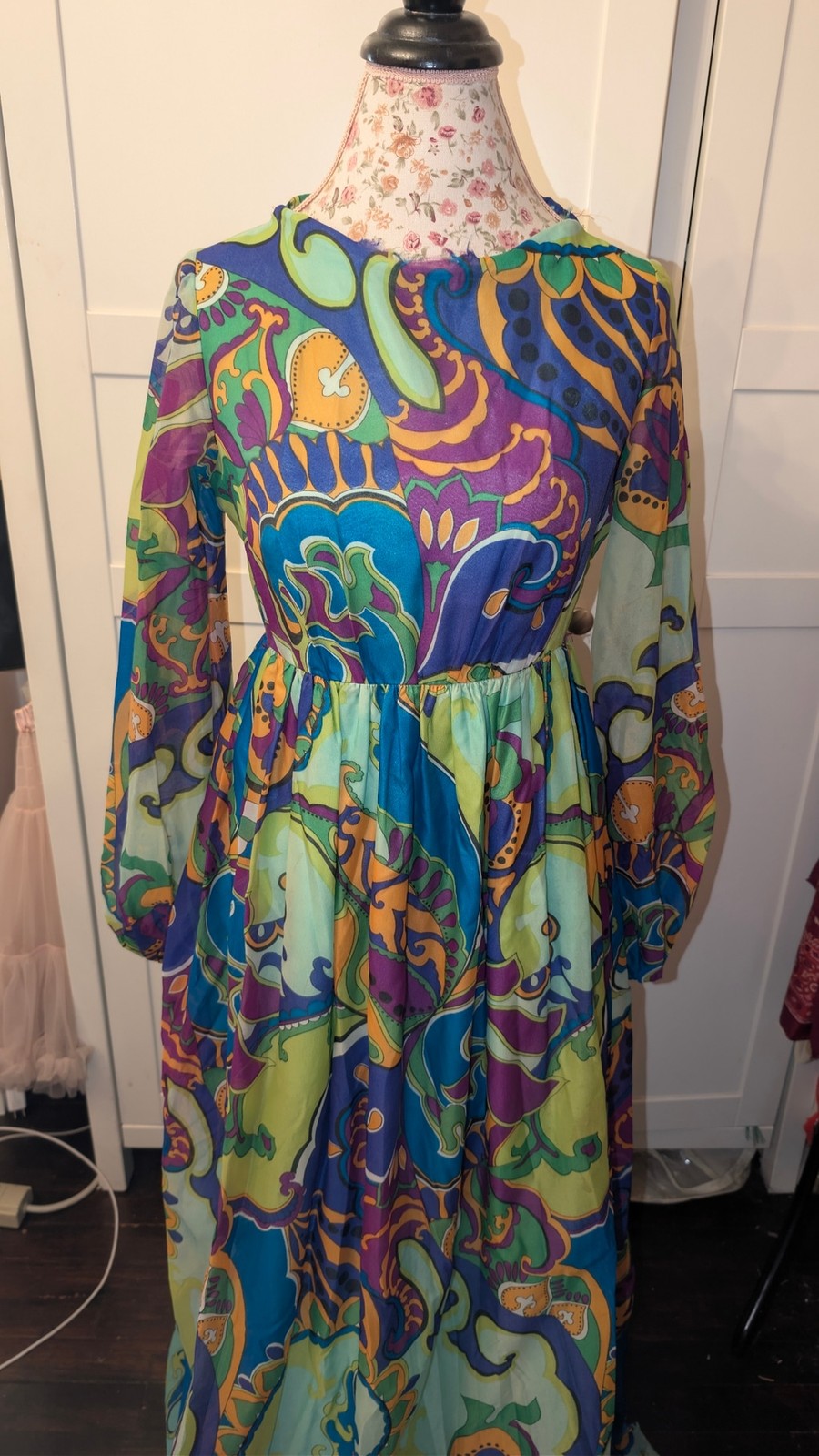 Incredible 1960’s Psychedelic Murray Hamburger&co. Maxi Dress