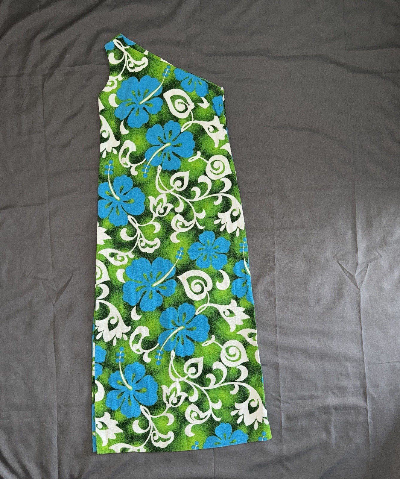 Vogue Paris Original Vintage Hawaiian Handmade One Shoulder Dress Designer