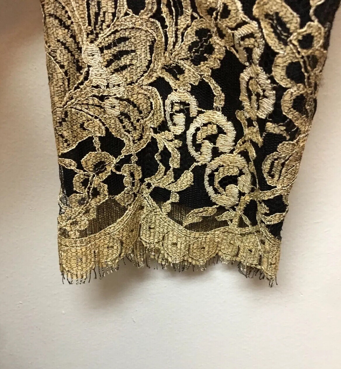 Vtg Liz Claiborne Night Evening Dressy Party 12 Jacket Black Gold Lace Overlay