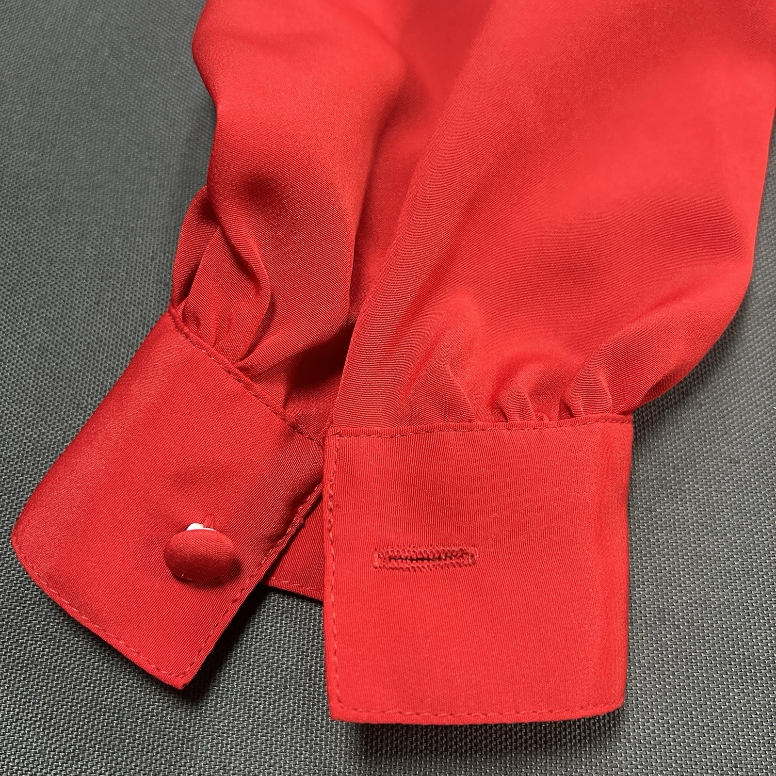 Vintage Yves St. Clair Petites 12P Red Pintuck Embroidered Blouse Shoulder Pads