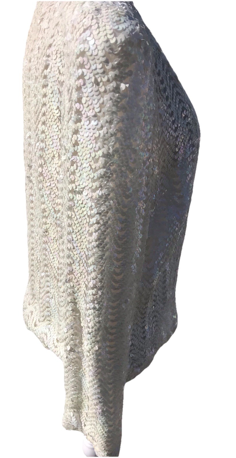 Vtg 70s 80s Lilly Diamond Calif Sequin Iridescent White Jacket S M Cardigan Coat