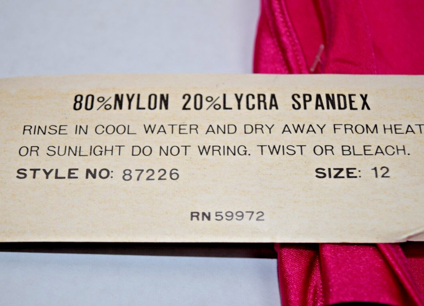 Vintage Swimsuit Aruba Size 12 80s Shimmery Hot Pink Black Belt Open Back NWT