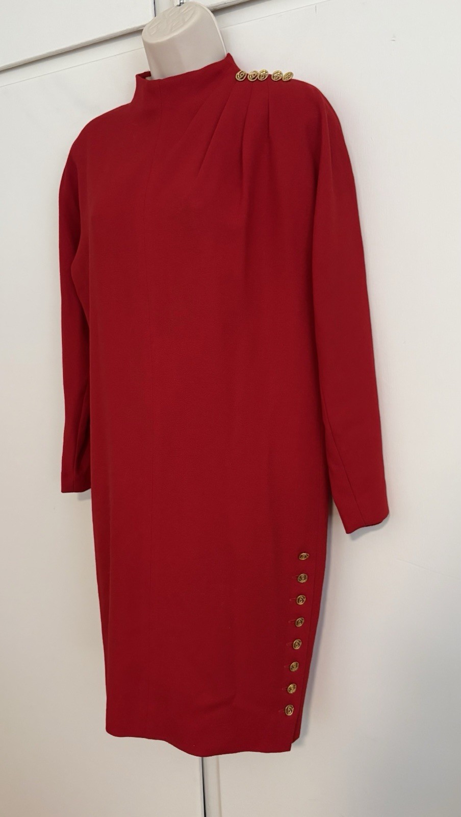 Vintage Barely Worn Jones NY Size 6 Petite Long Sleeve Red Wool Dress USA Made