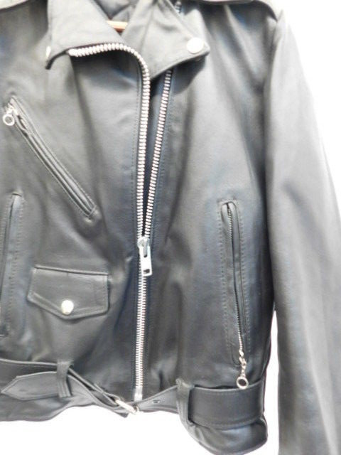 VINTAGE BLACK LEATHER MOTORCYCLE JACKET SEARS SIZE 10 SMALL BIKER COAT USA