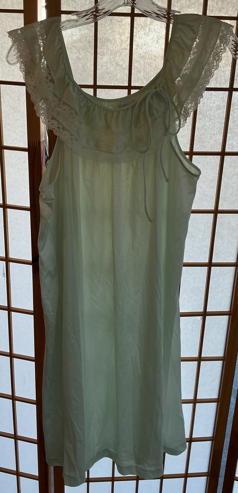 Vintage Sabrina By Mervyns Sea Foam Green Lacy Nylon Babydoll Nightgown
