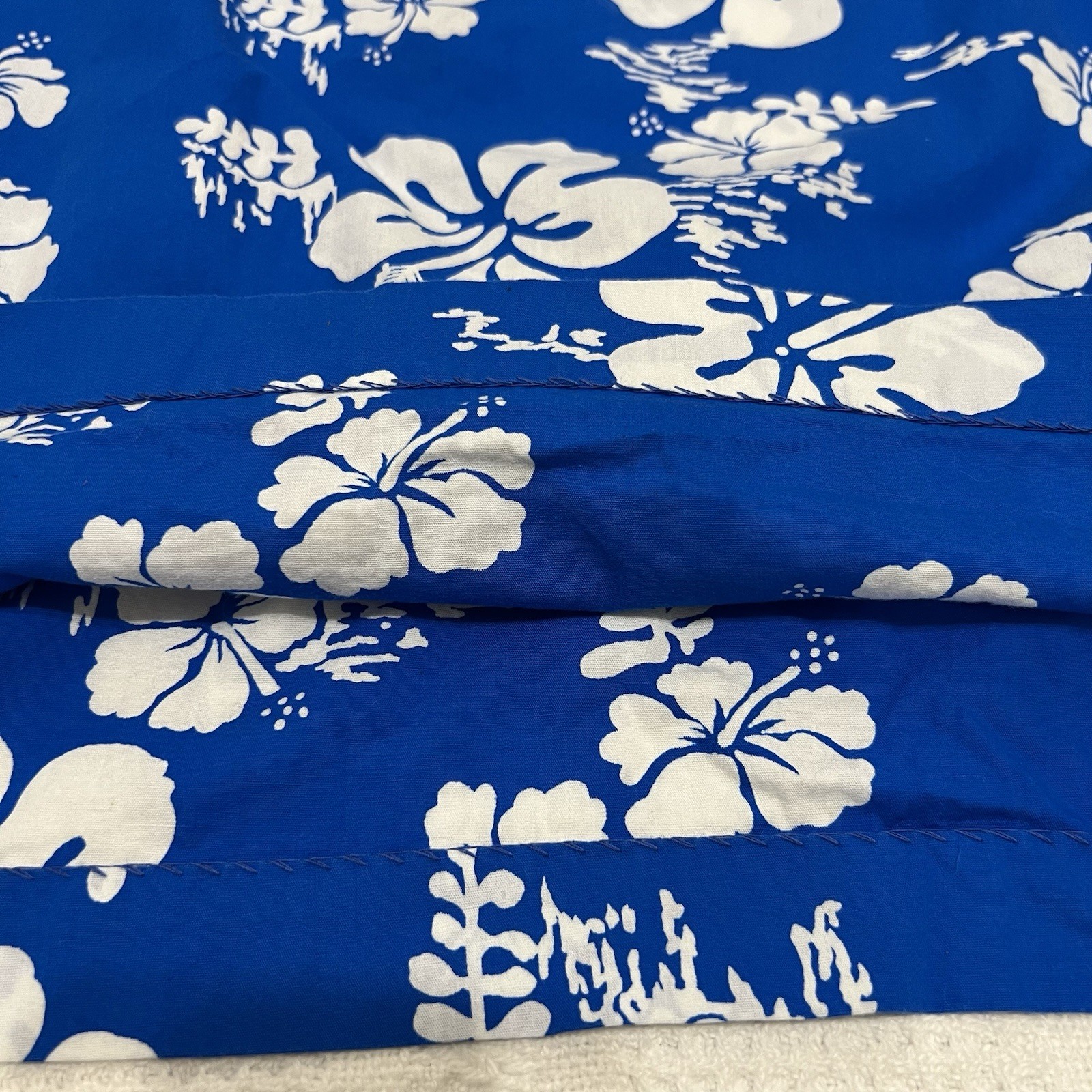 Vtg Ui-Maikai Traditional Hawaiian Muumuu Dress Blue White Hibiscus Size M/L