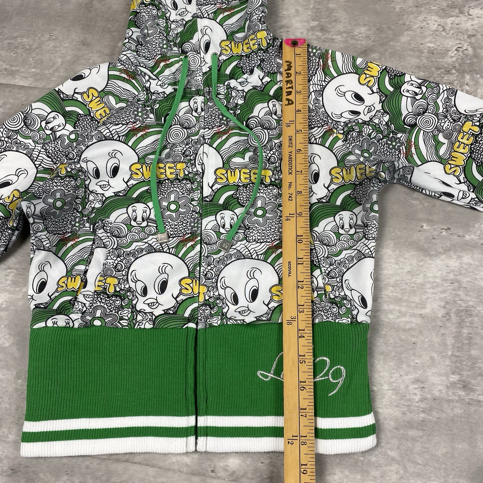 vintage LOT 29 TWEETY BIRD crop zip up hoodie Womens S y2k 2000s Looney Tunes