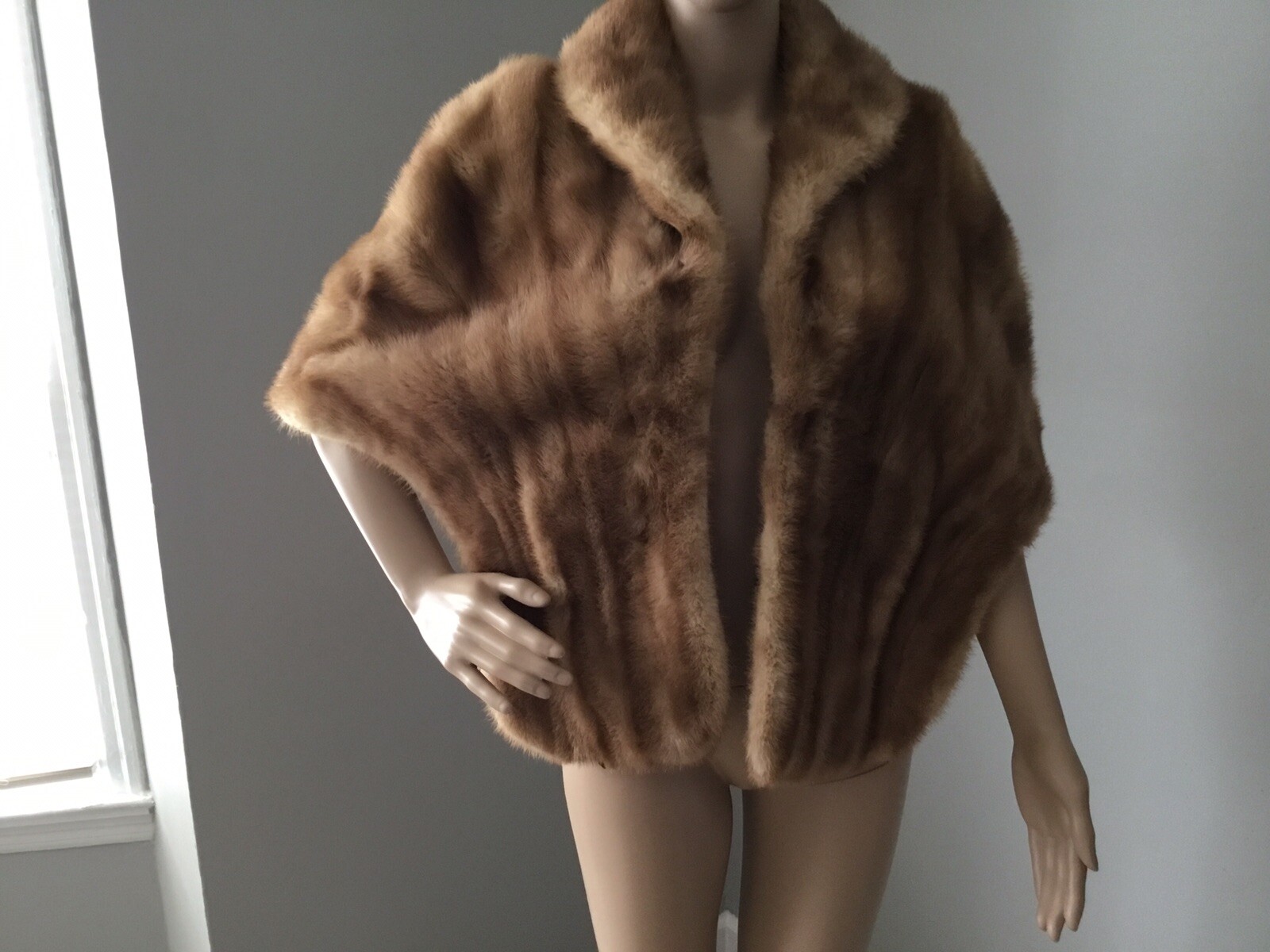 Vintage Mink Stole tan Schimmel Furs St. Louis Union Made 1955 Pockets Initials