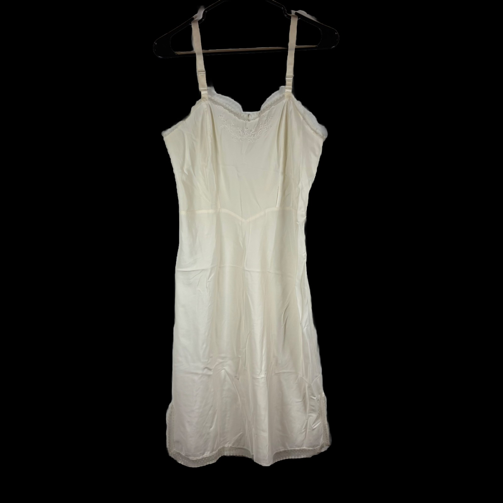Vtg Barbizon Ladies Full Slip Dress Sz 14 Taffreda Ivory Slippery Nylon Lingerie