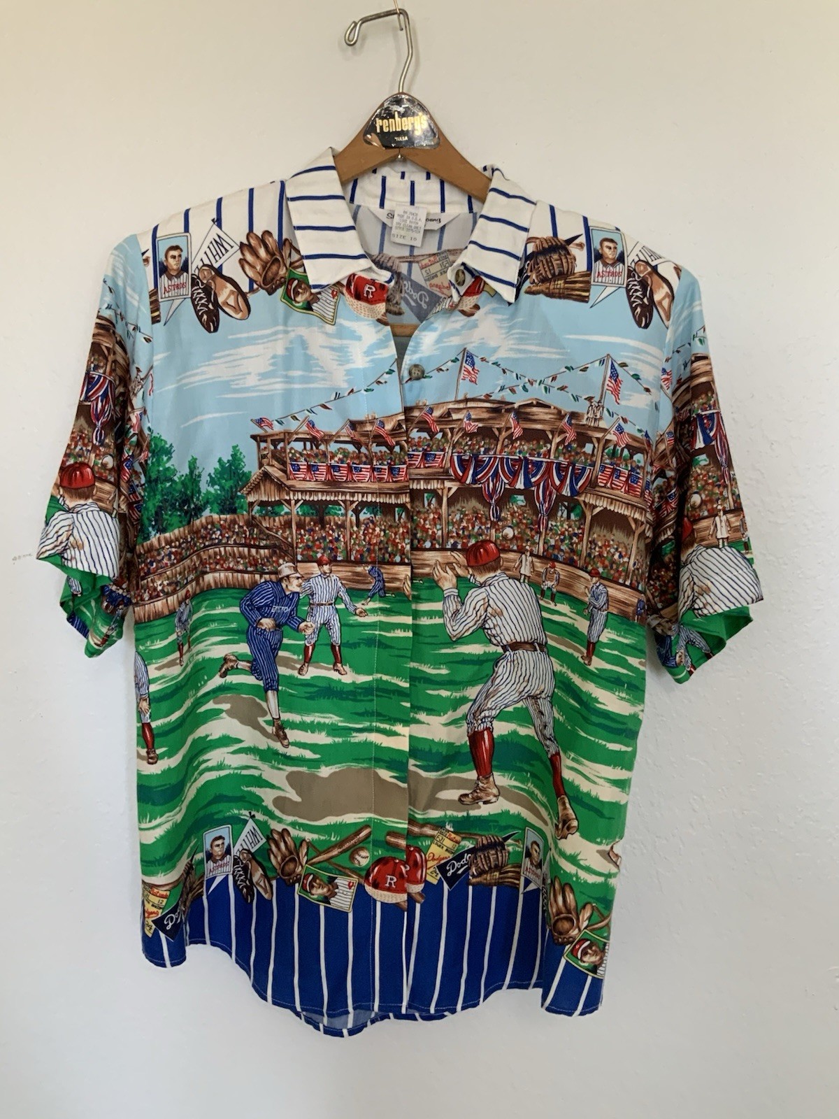 Vtg Sharon Young Top Pleated Skirt Set Baseball & USA July 4th Outfit 1980’s