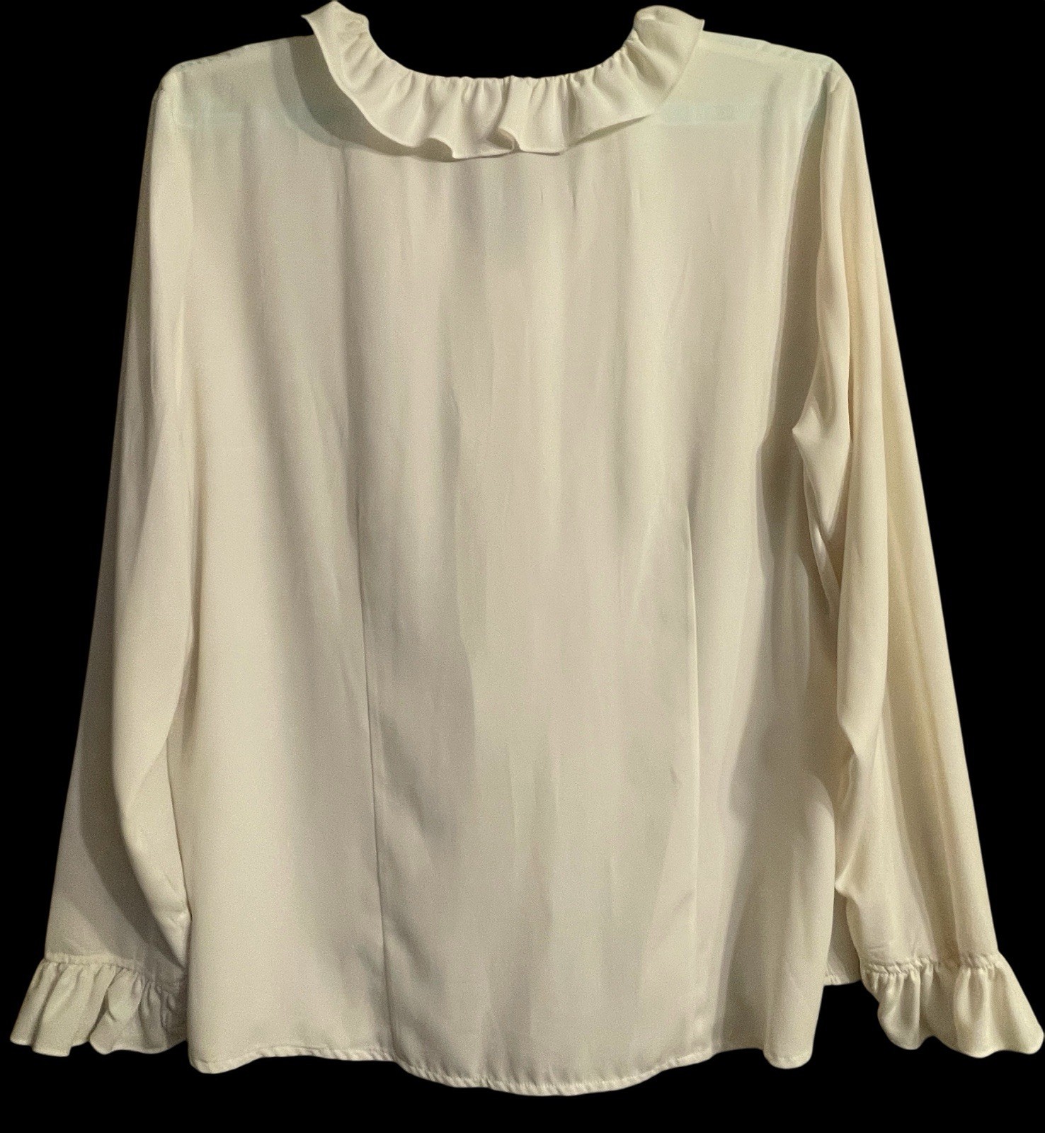 Vtg 80’S Women’s Ivory Blouse Sz 18 Ruffles Classy Preppy Structured Old Money