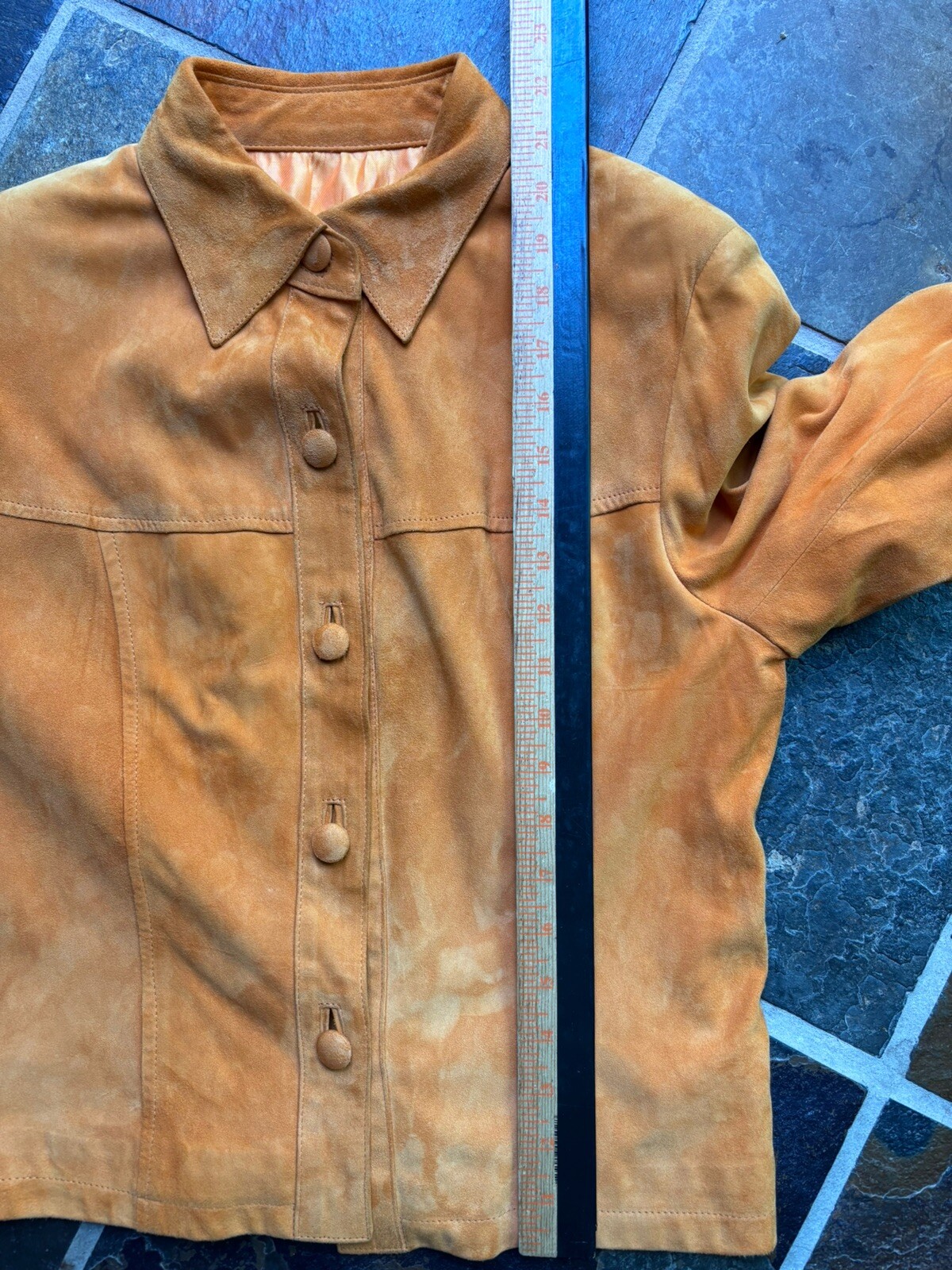 1960s Beautiful European SOFT SUEDE Tangerine Color Jacket.size 44.S/M