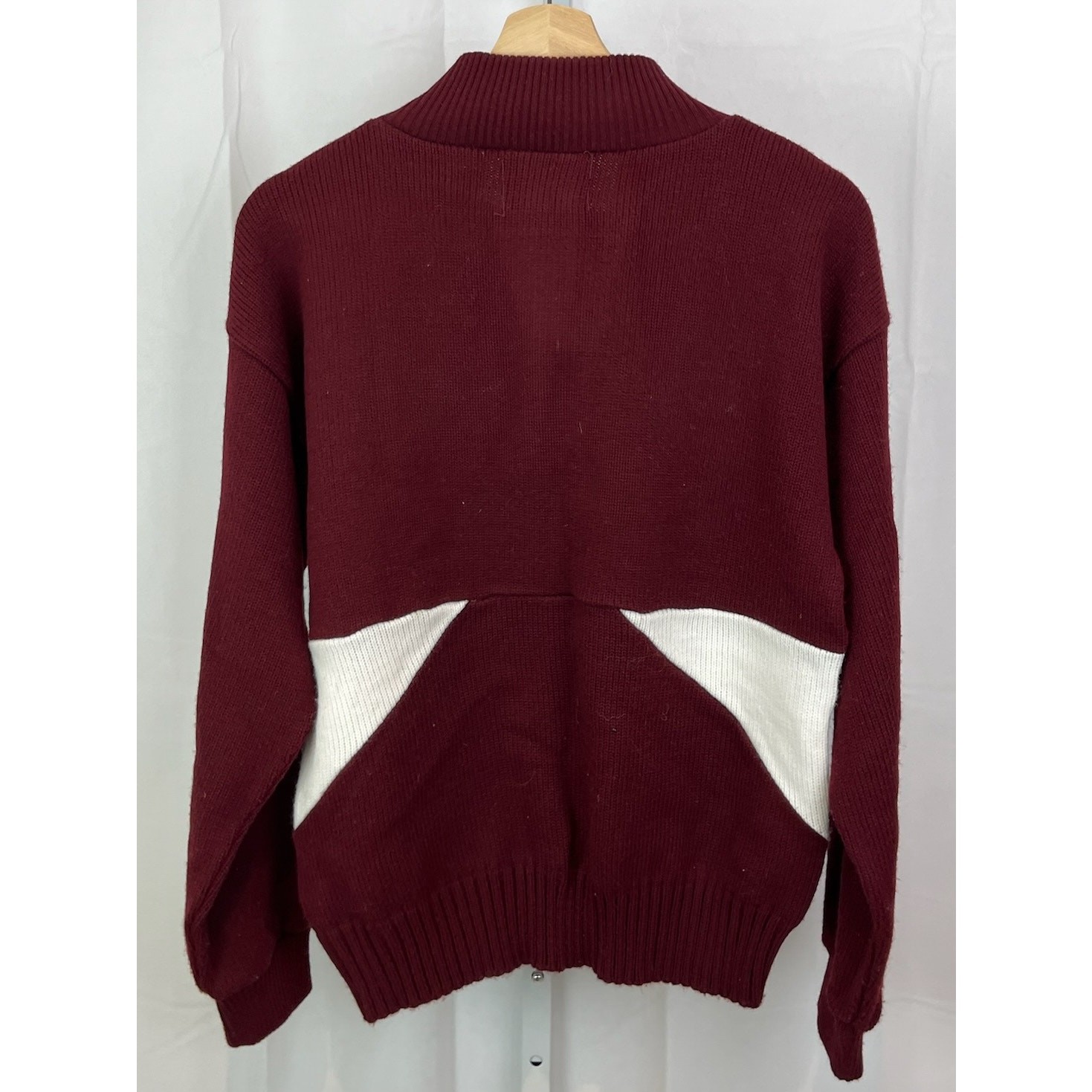 BRISTOL 38 M Vintage Official Award Sweater Prep Bulldogs Zip Neck Maroon White