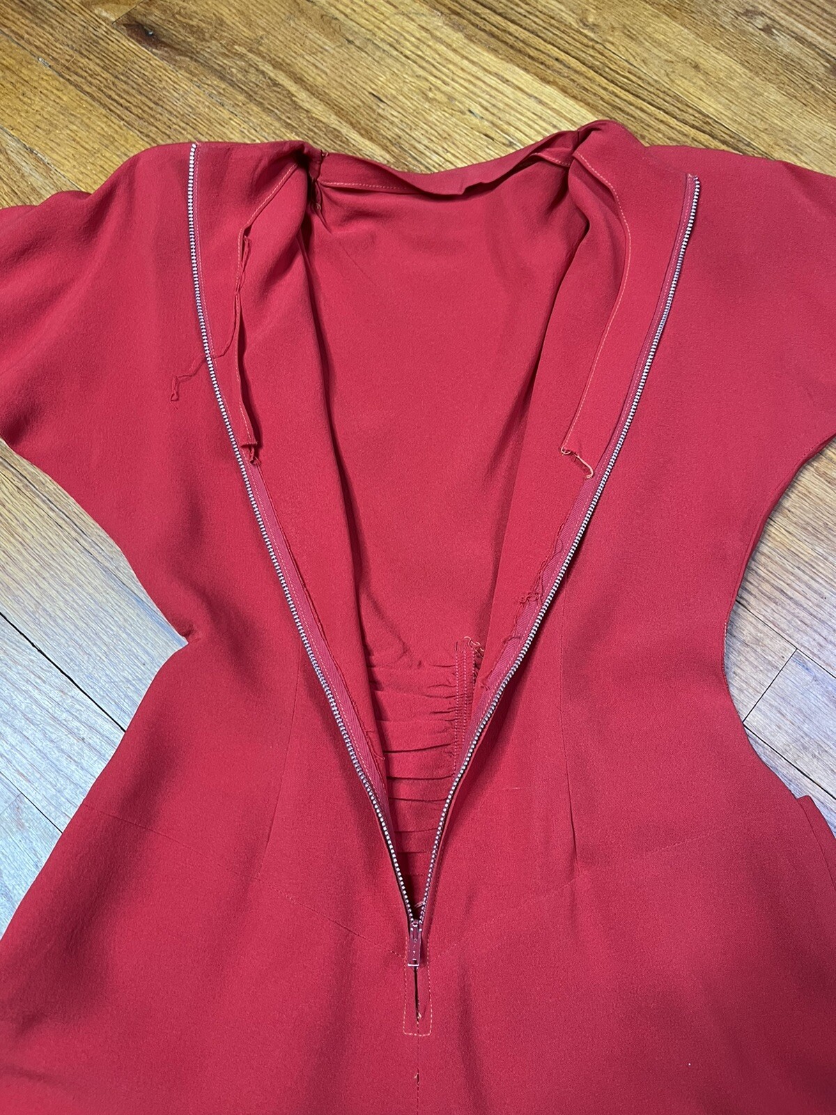 1940s Dress Lipstick Red Rayon Crepe Red