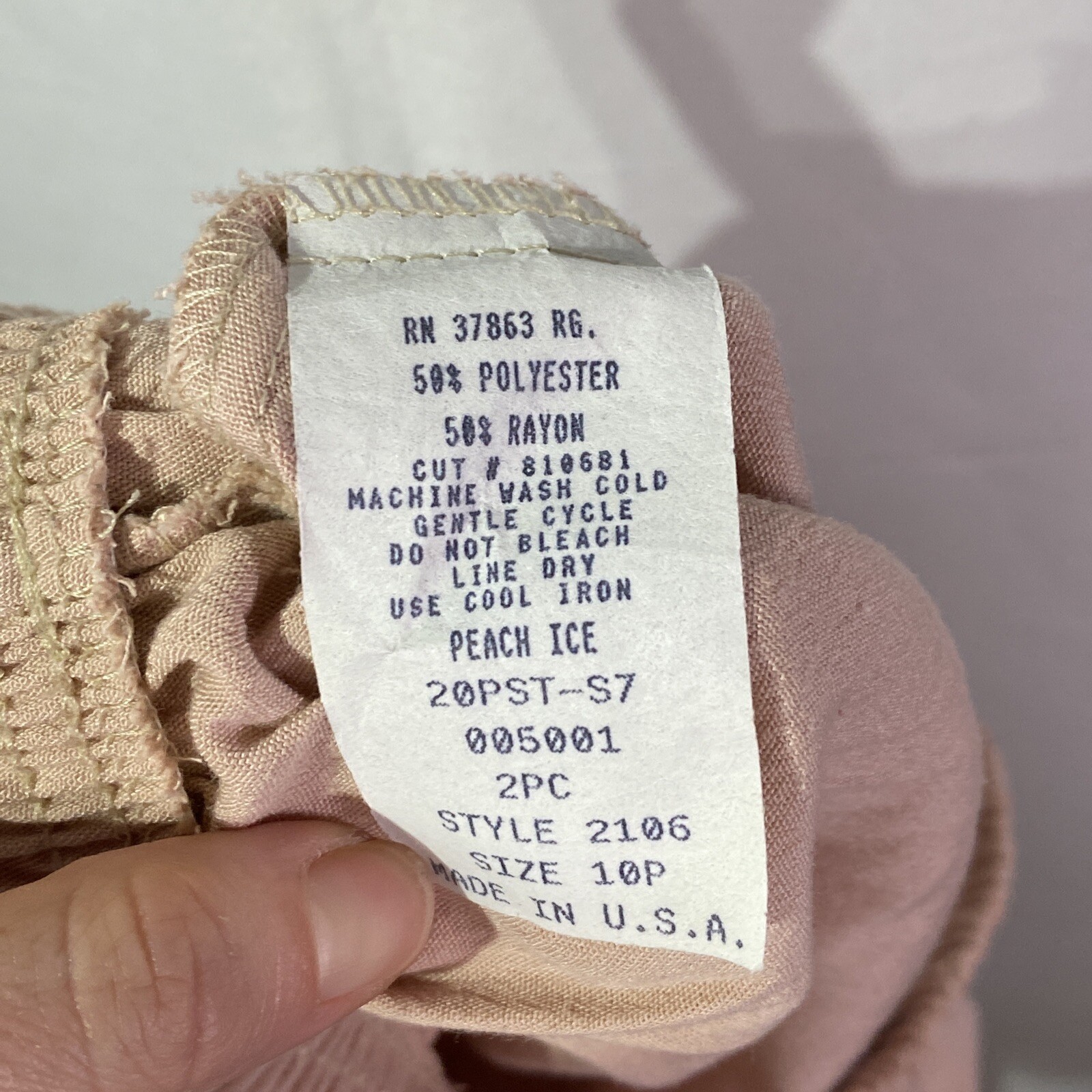 Pale Pink Pants Blouse VTG size 10P Two Twenty Button USA Petite Pantsuit Set