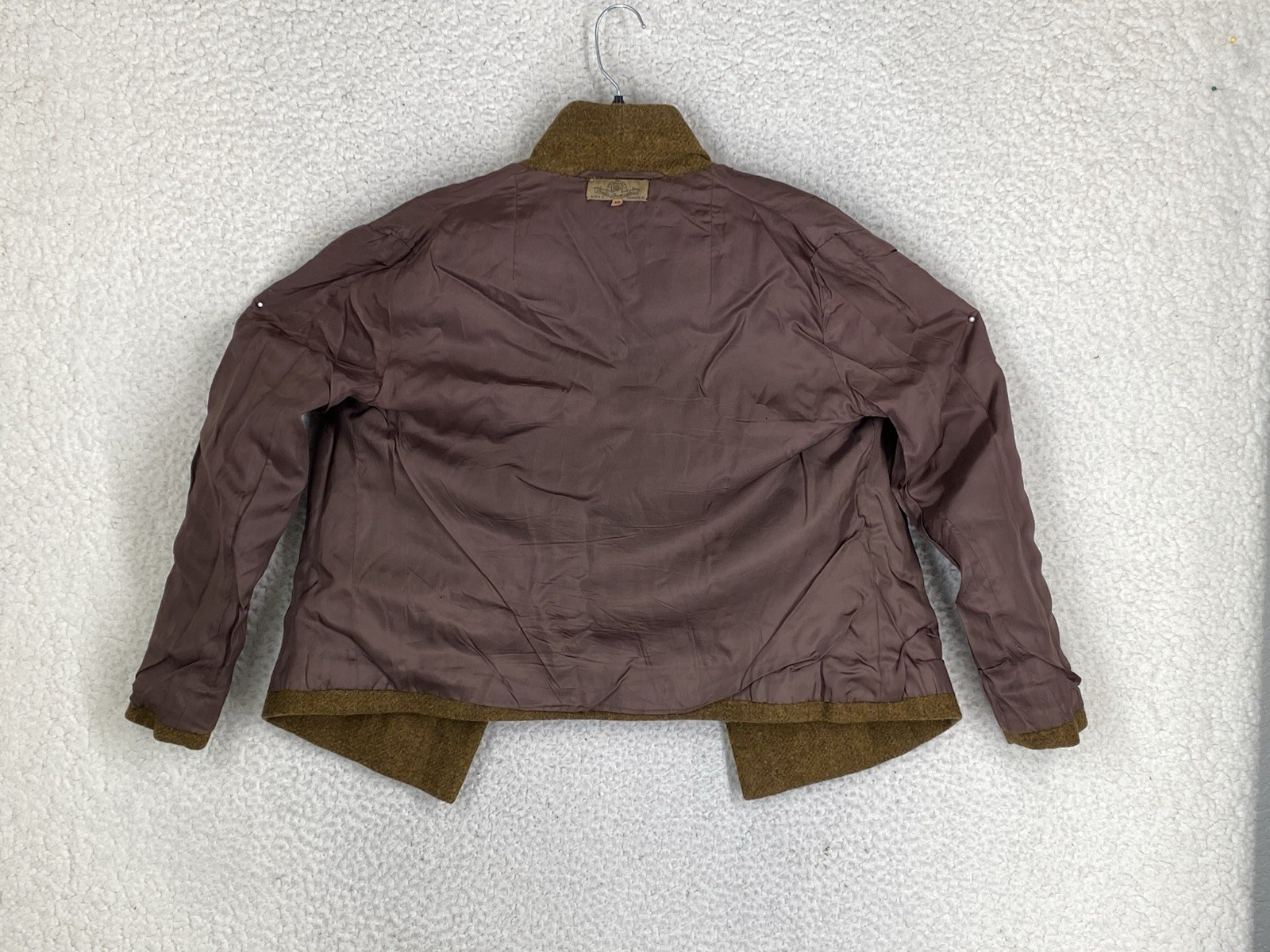 Vintage 50s Peacoat Blazer Womens 42 EU Crop Wool Tweed Brown Austria Handmade
