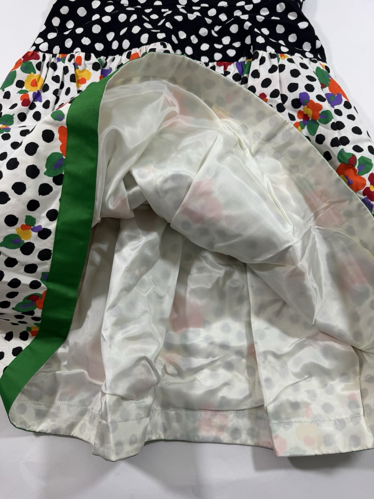 William Pearson Vintage 80s Tea Length Dress Size 14 Tiered Floral Spots