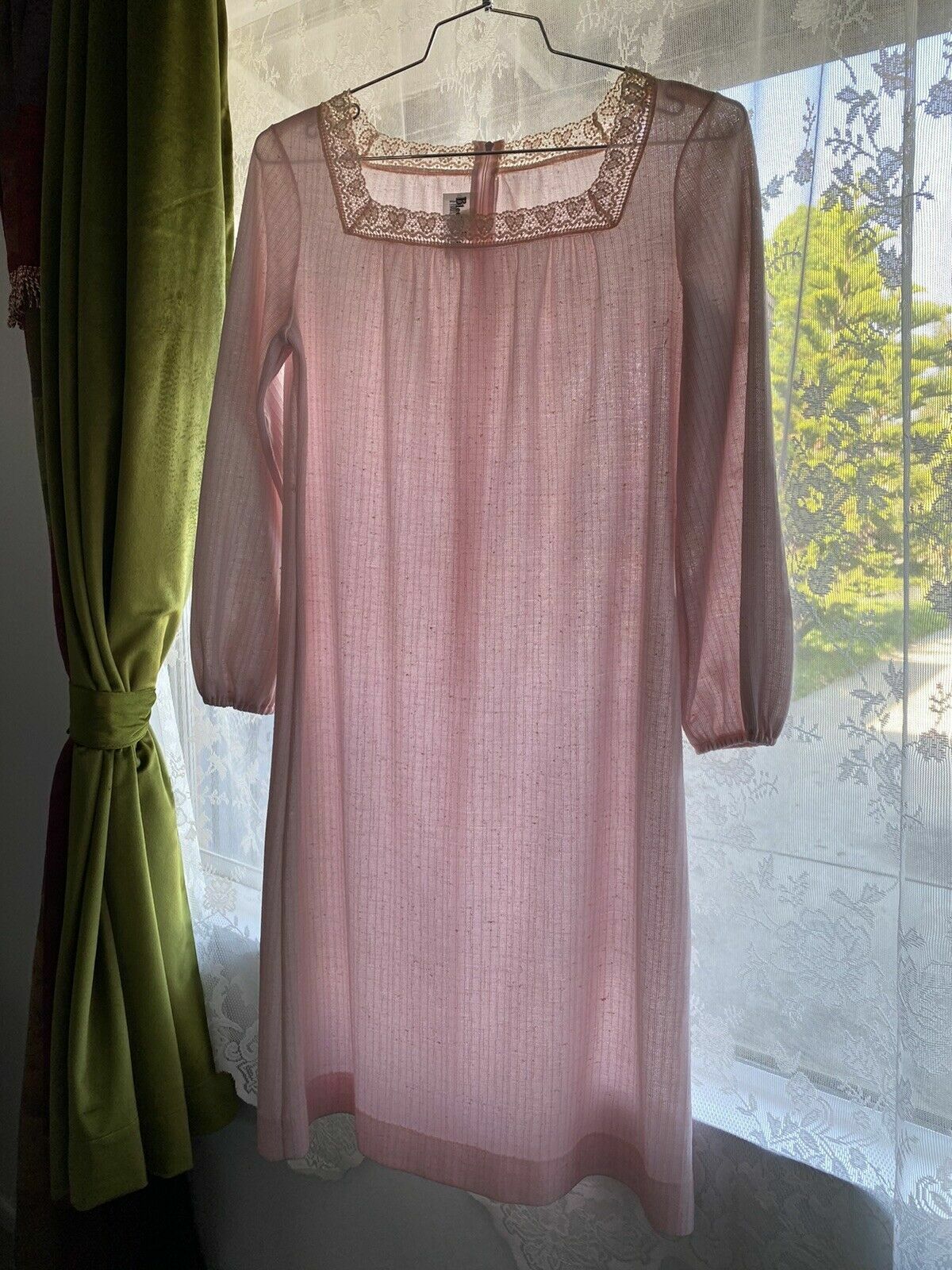 Vintage 60s 70s Bleeker Street Pink Dress Mod Retro USA Union Made Hippie Boho