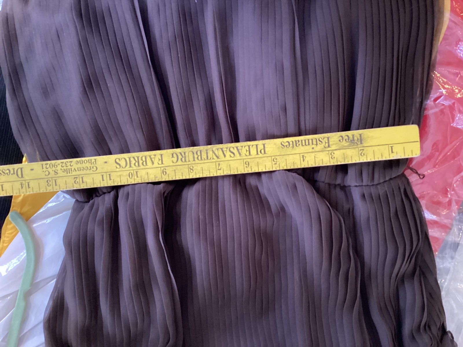 Elliette vintage dress brown pleated ruffle sleeveless size 14 looks smaller 70s