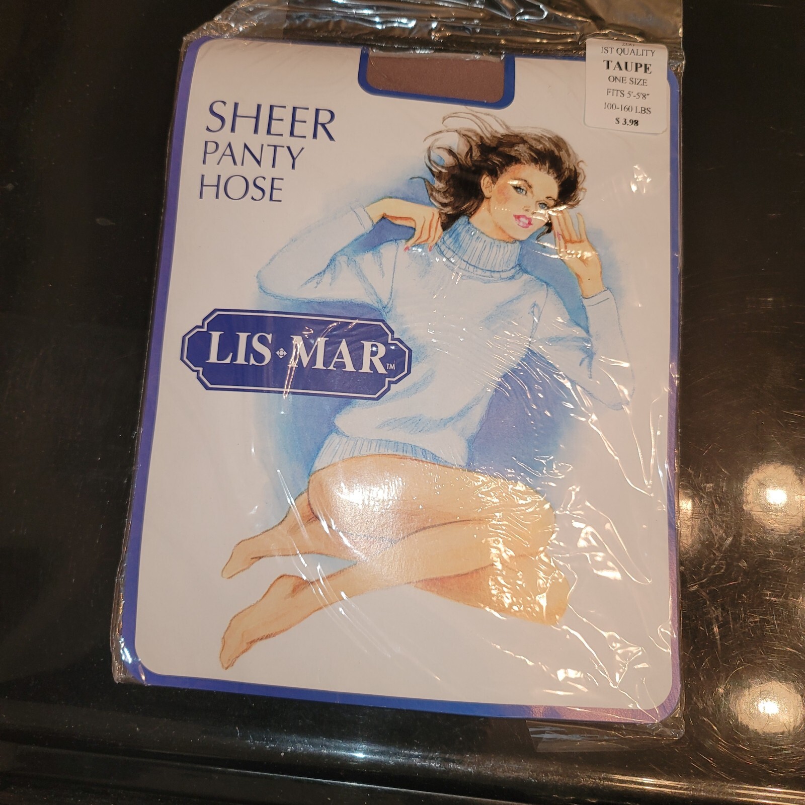 LIS*MAR Vtg 80s Nylon Pantyhose Taupe Sheer One Size 5′-5’8″ 100-160 lbs New
